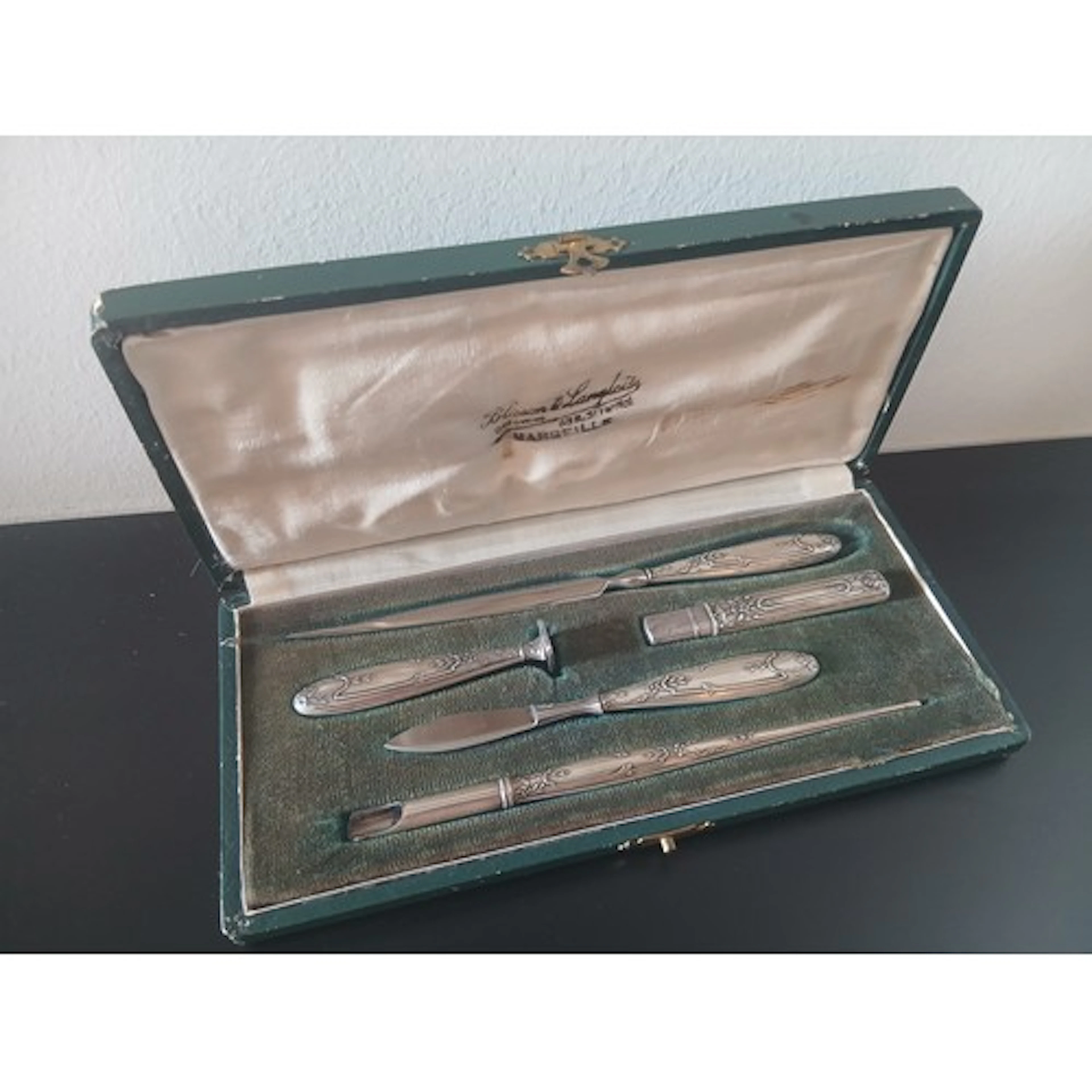 Silver Mounted Desk Set Including Desk Seal Letter Opener, e...
