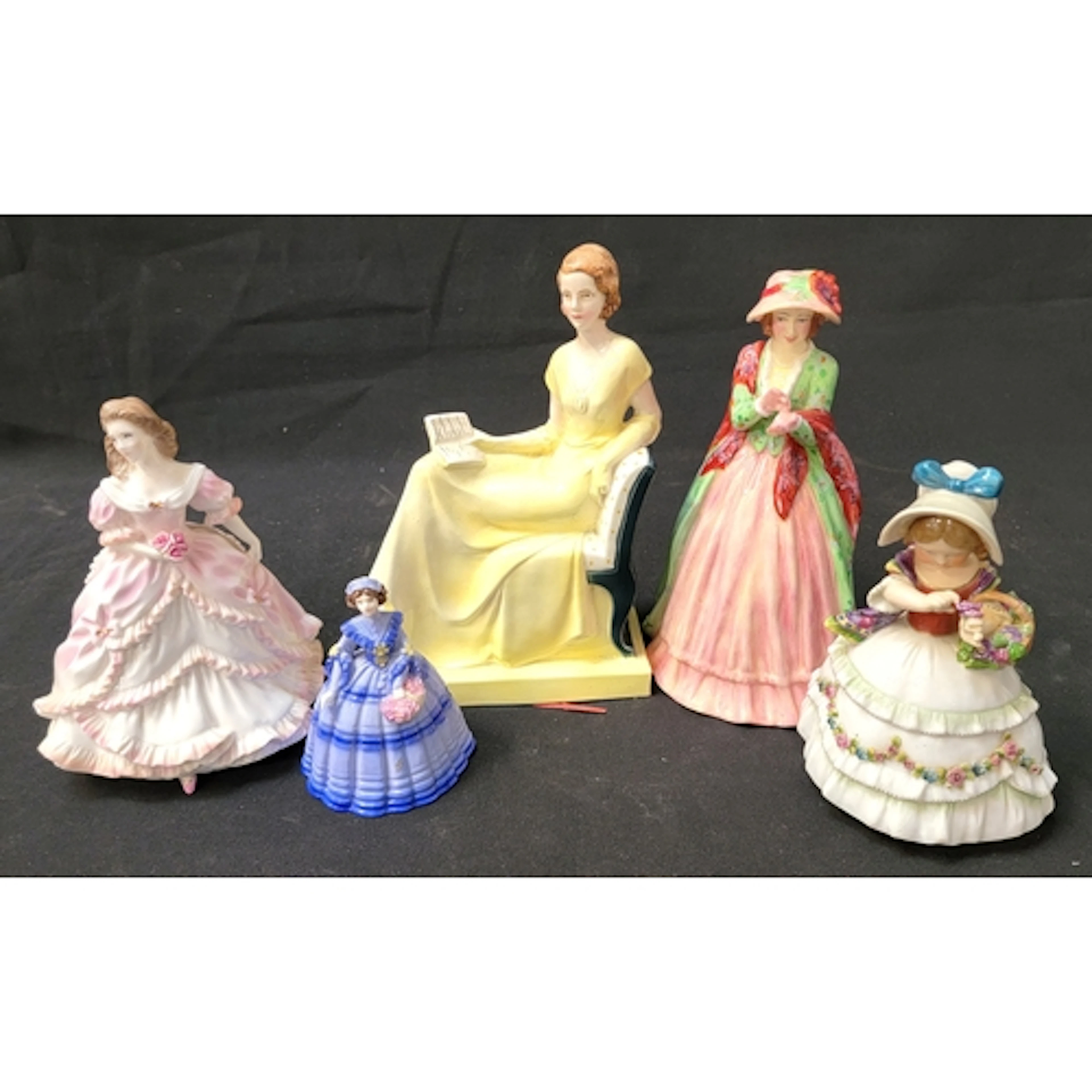 SELECTION OF FIVE LADY FIGURINES including a Royal Worcester...