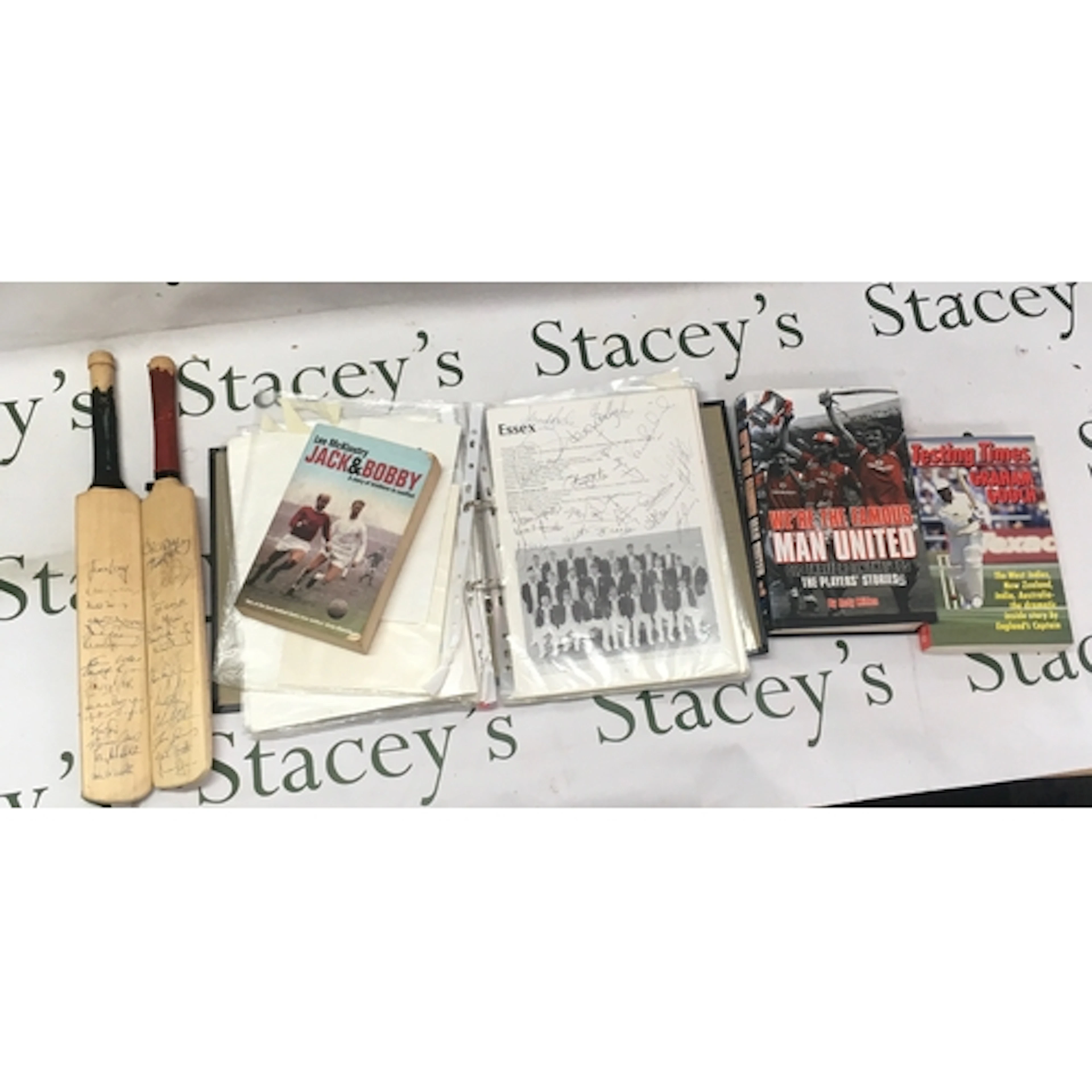 Mixed collection of signed cricket and football memorabilia ...