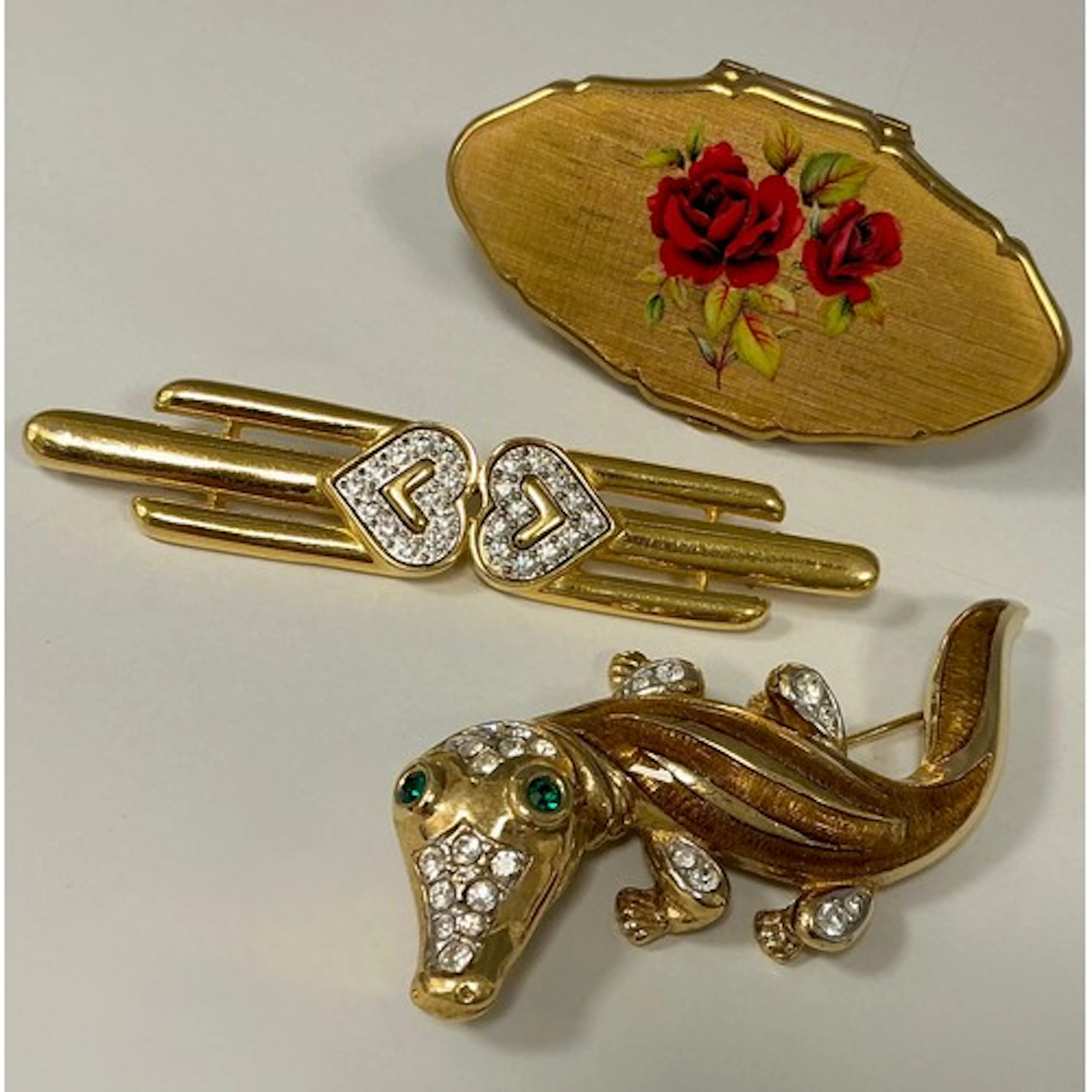 A vintage Attwood & Sawyer crocodile brooch, c.1970; Monet ...