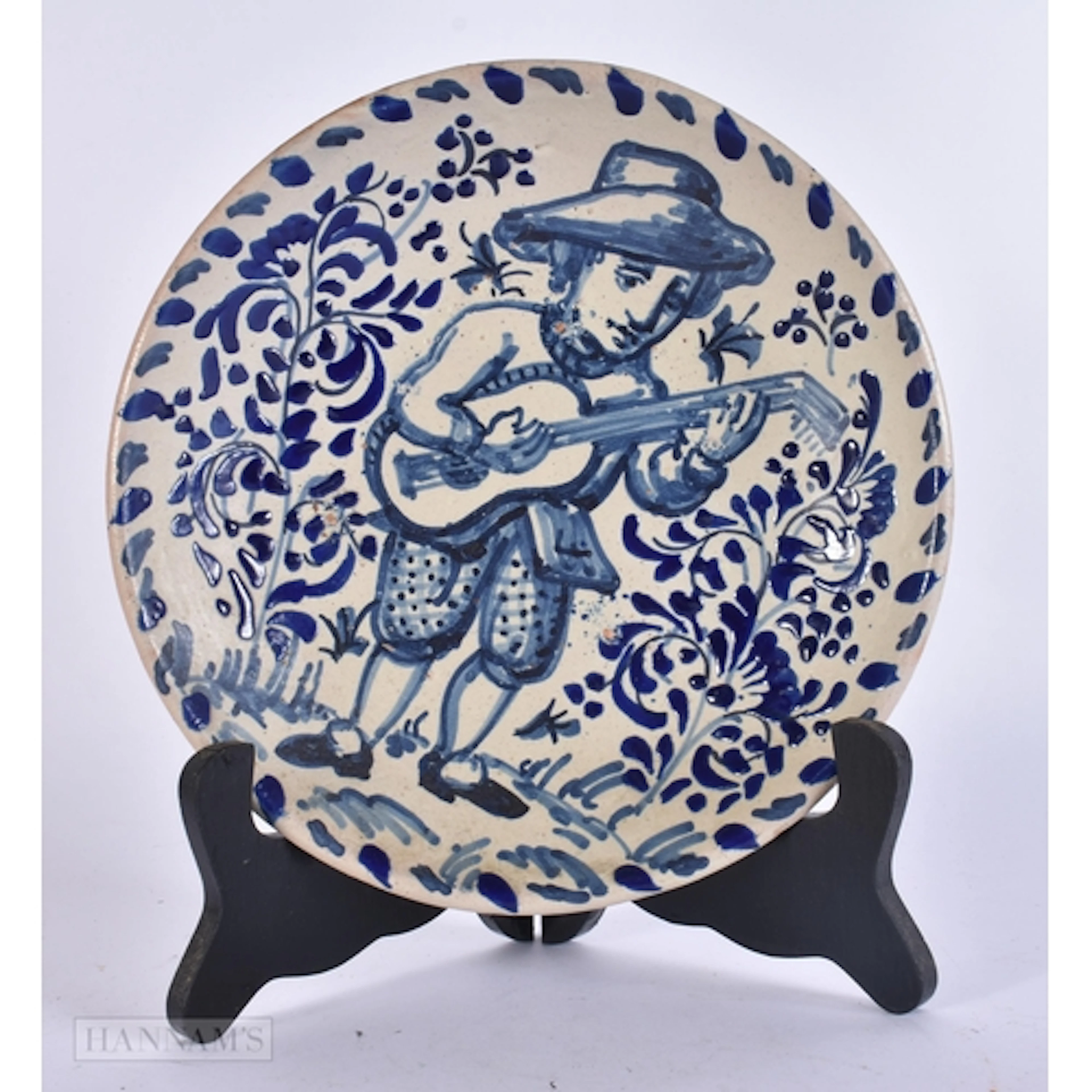 AN UNUSUAL ANTIQUE DELFT FAIENCE POTTERY ENAMELLED DISH pain...