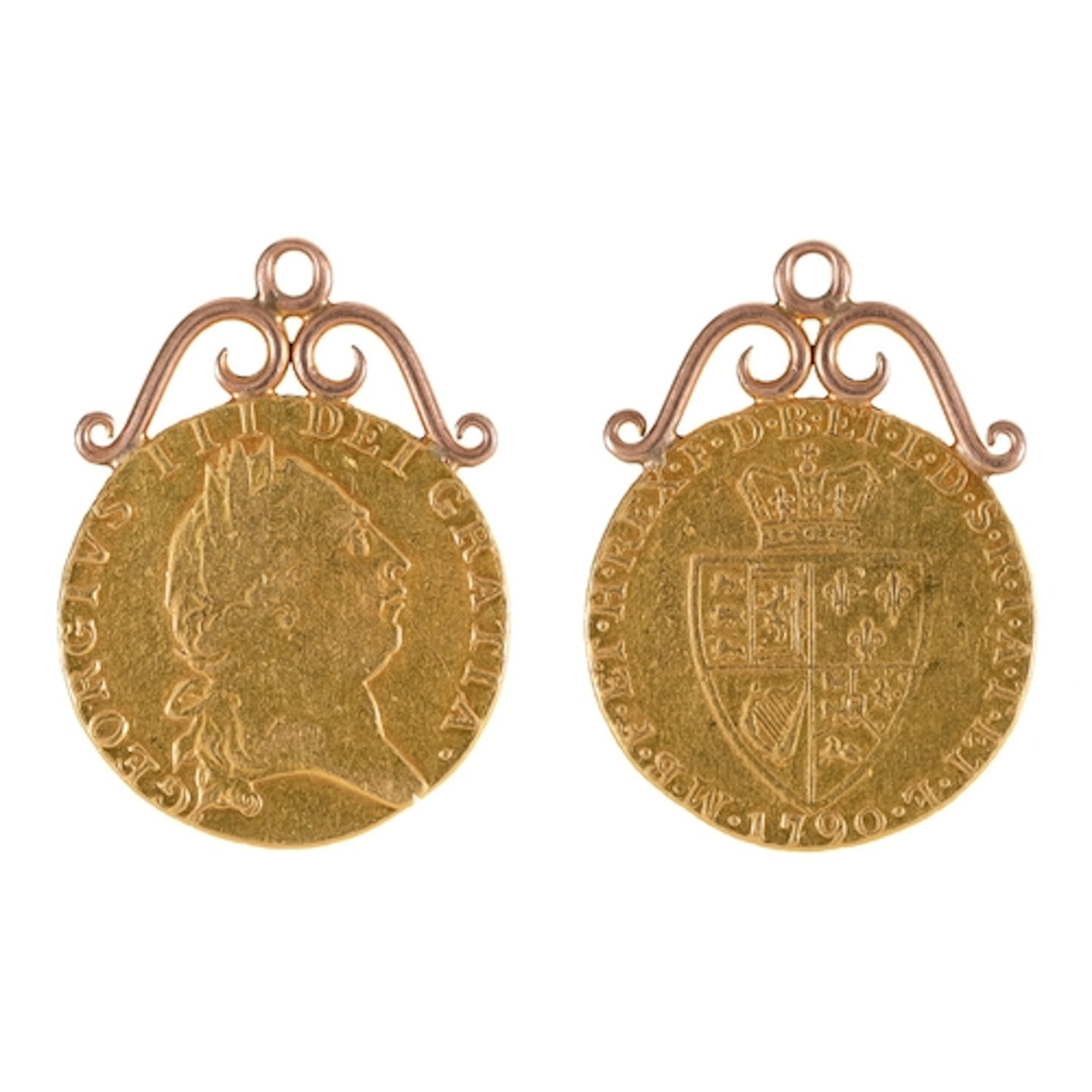 Gold coin. Guinea 1790, mounted in gold, 9g