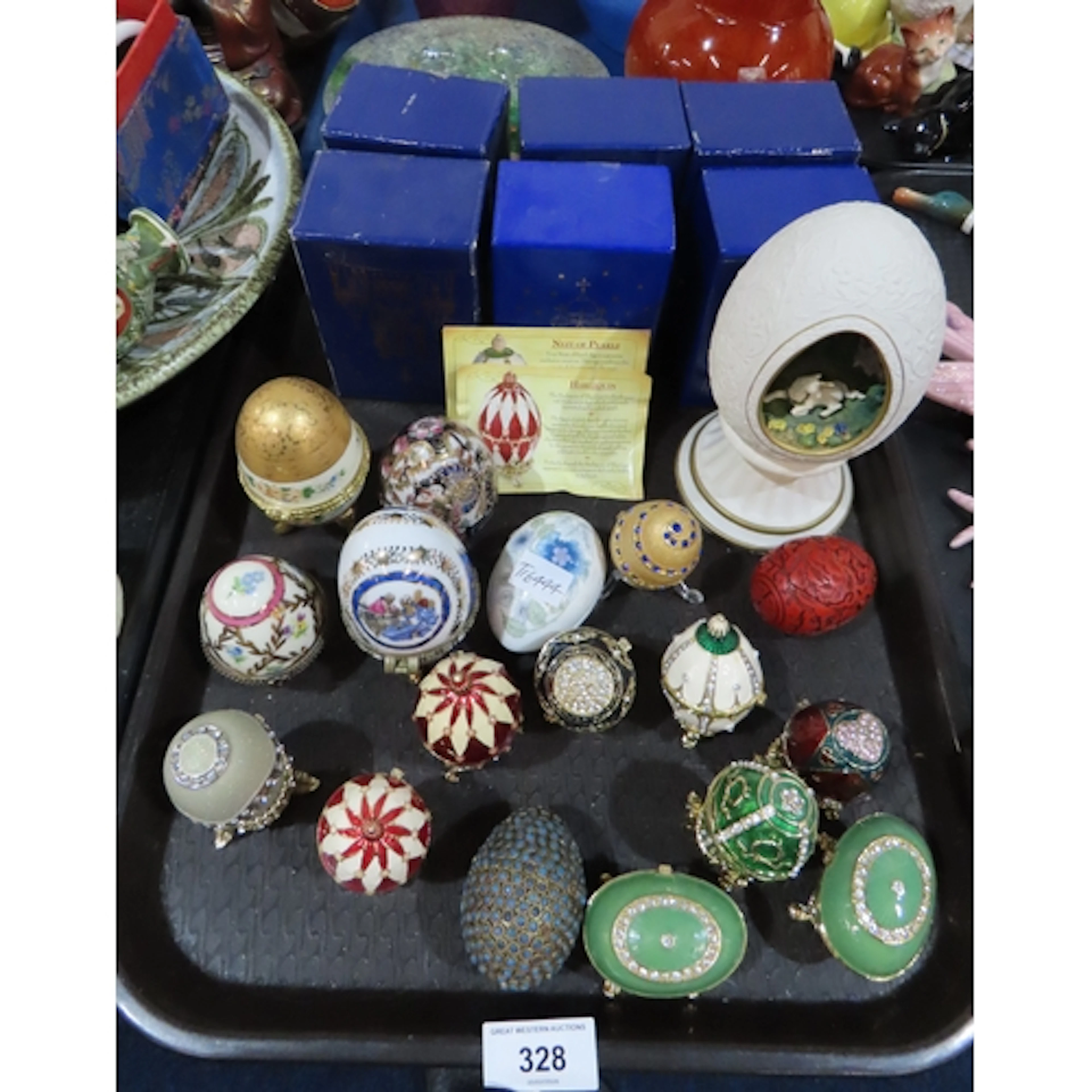 A group of Atlas Edition Faberge eggs including Glacier...