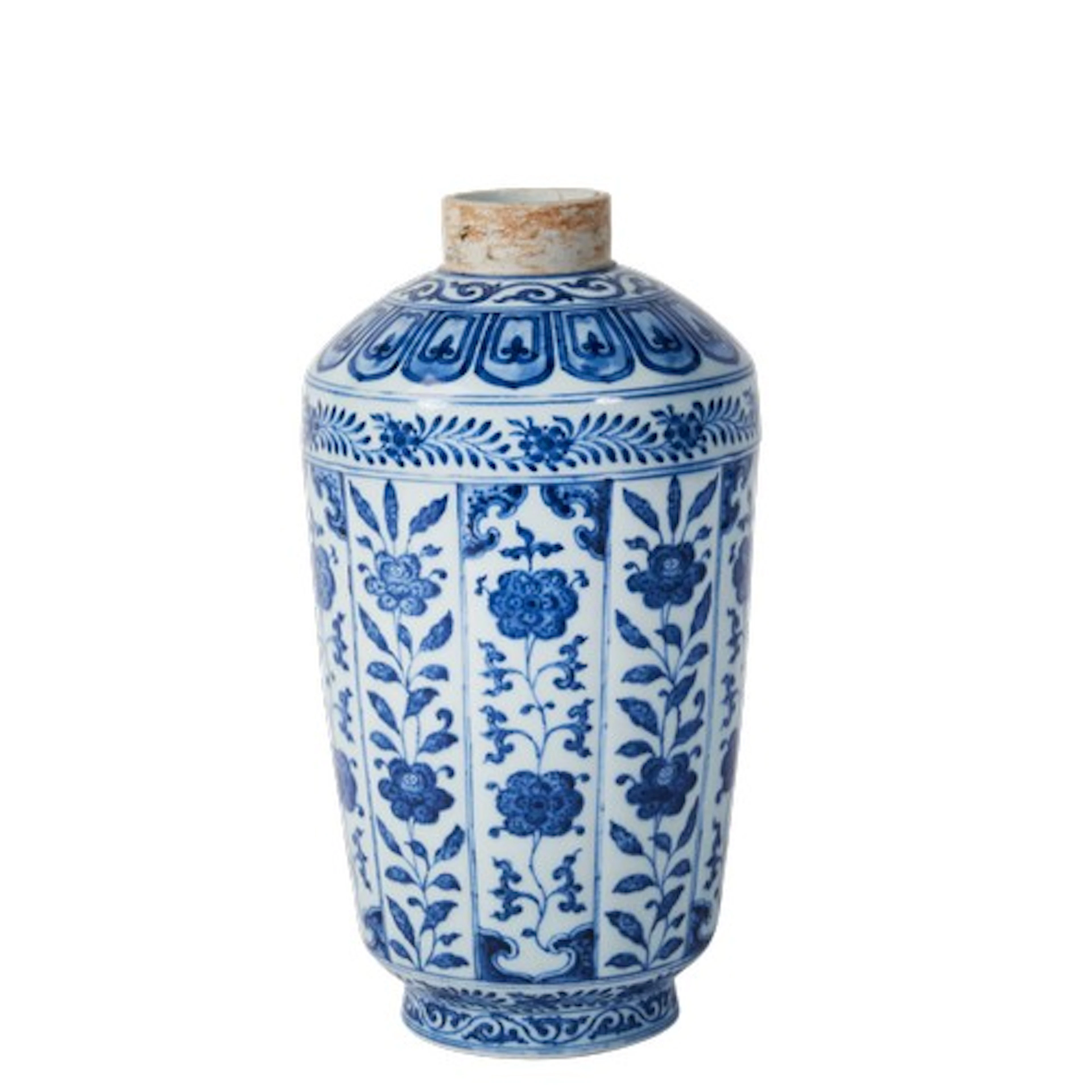 A BLUE AND WHITE 'FLORAL' BOTTLE VASE QIANLONG SEAL MARK AND...