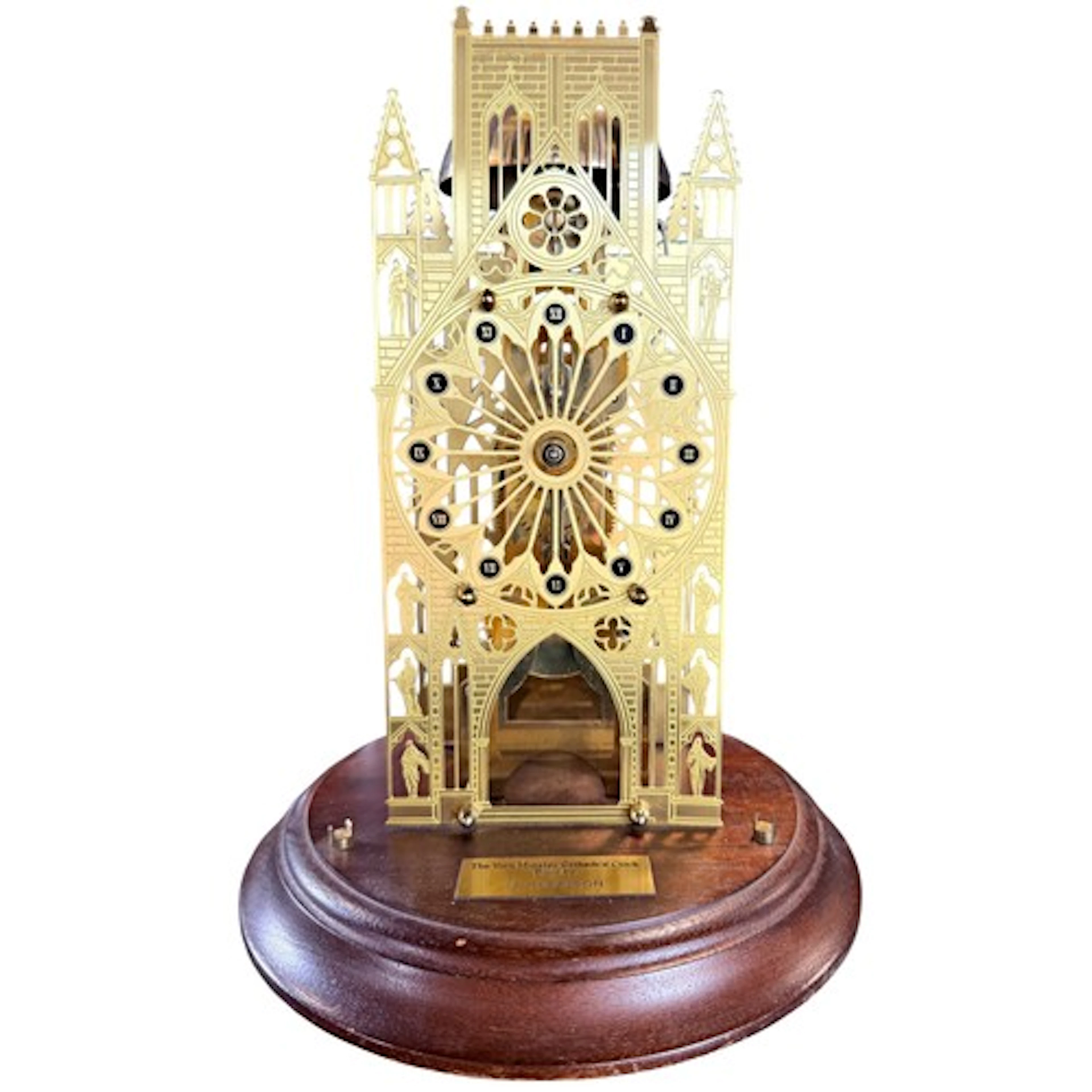 A 20th century cut brass skeleton clock under glass dome 'Th...