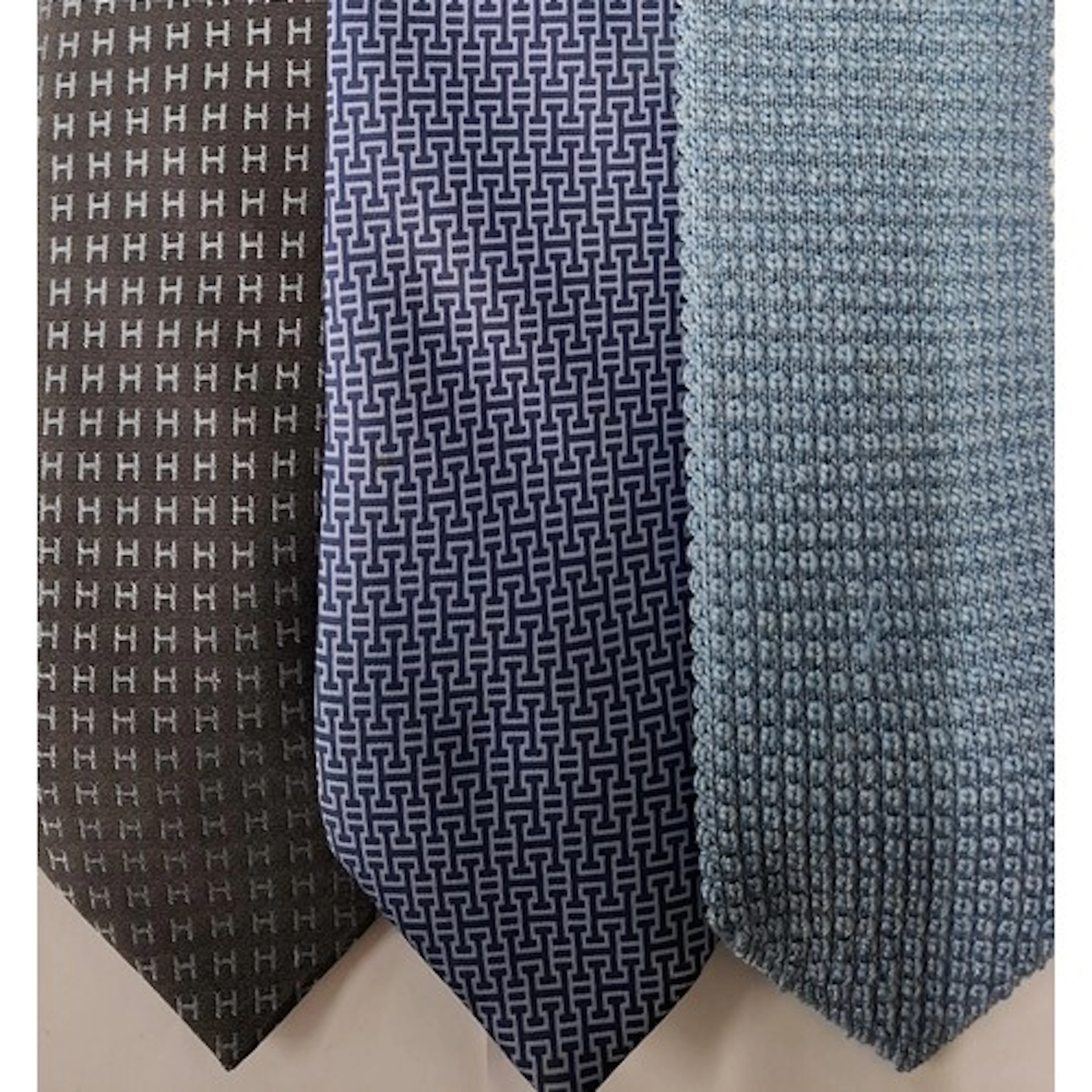 Hermes- Three silk ties, 2 having the 'H' design and one a c...