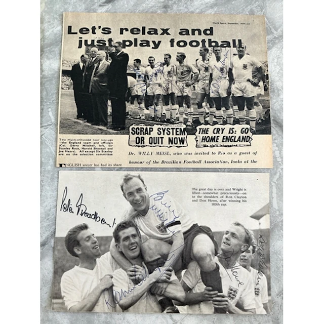 England Signed Football Magazine Pictures: 1959 team group s...