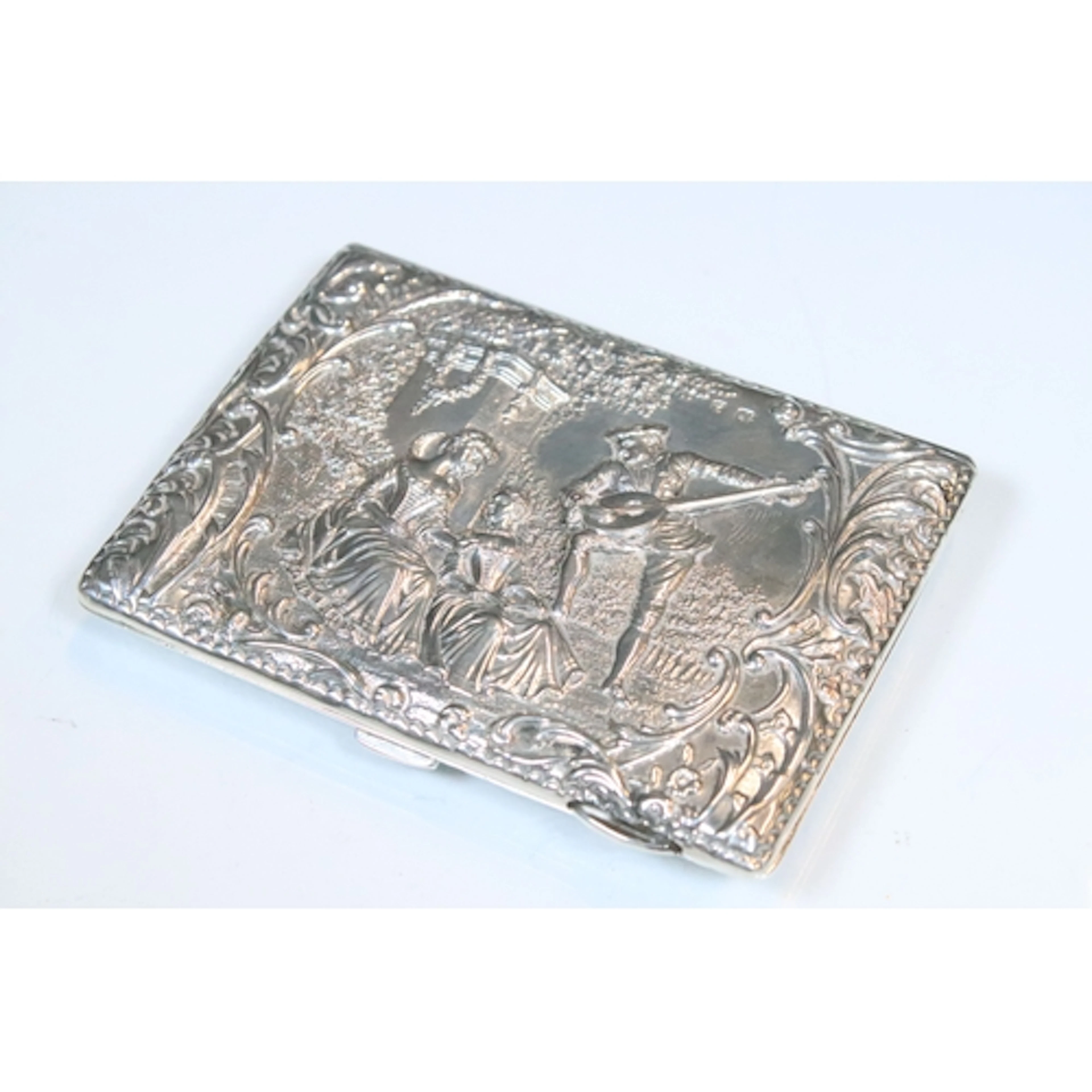 Late 19th Century hallmarked silver embossed card case, with...