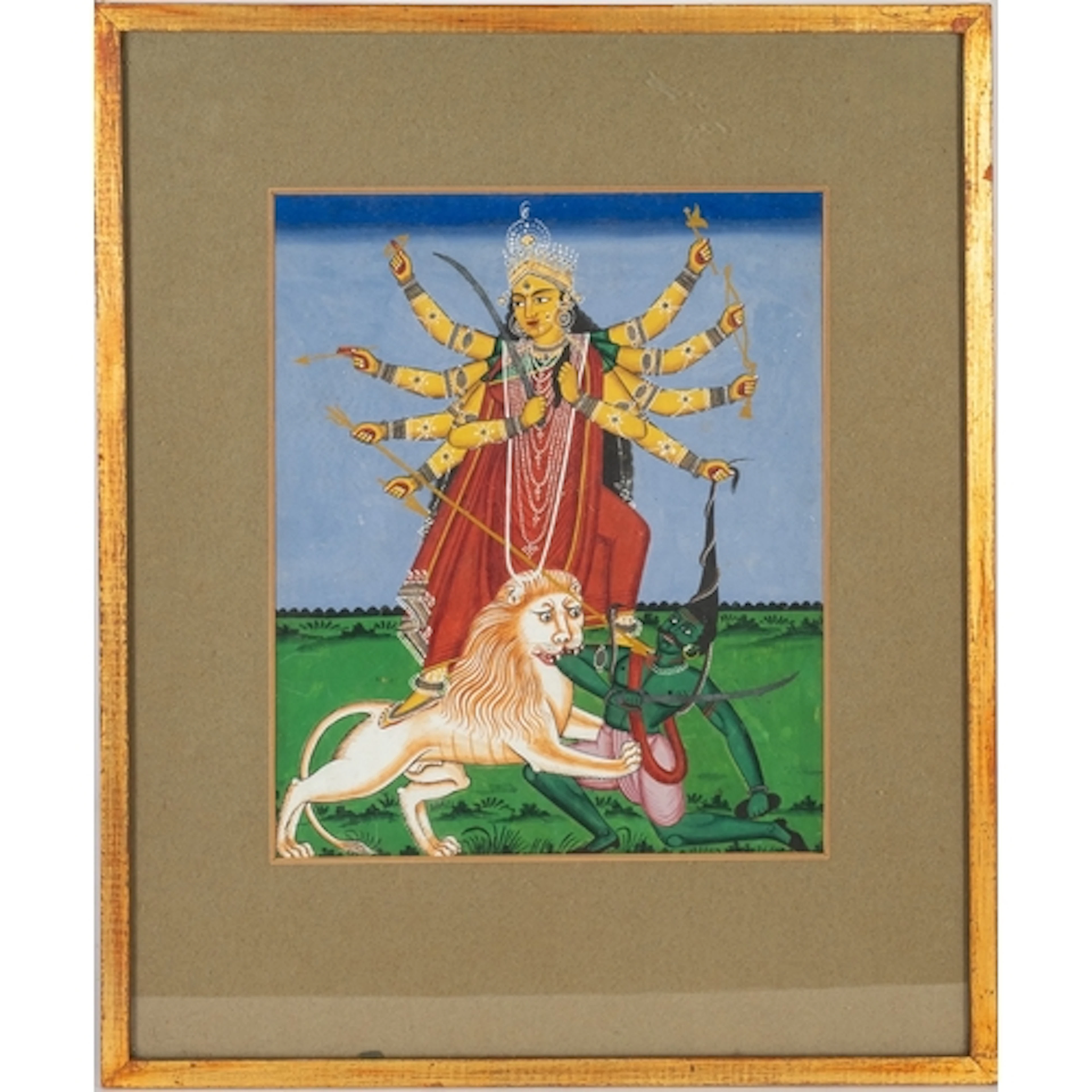 Late 19th Century Indian / Bengali school - Durga with her ...