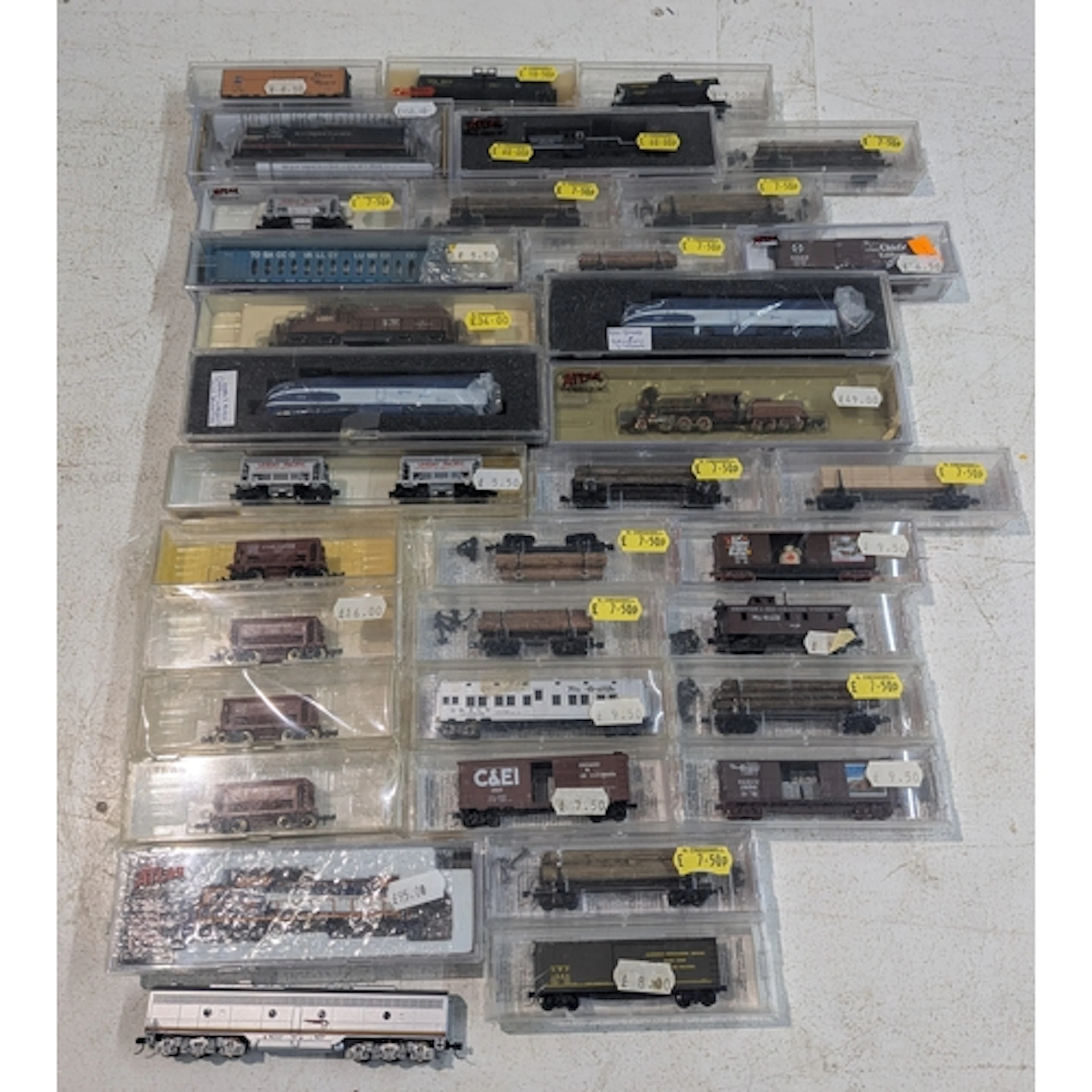 Approximately thirty cargo and freight wagons and seven loco...