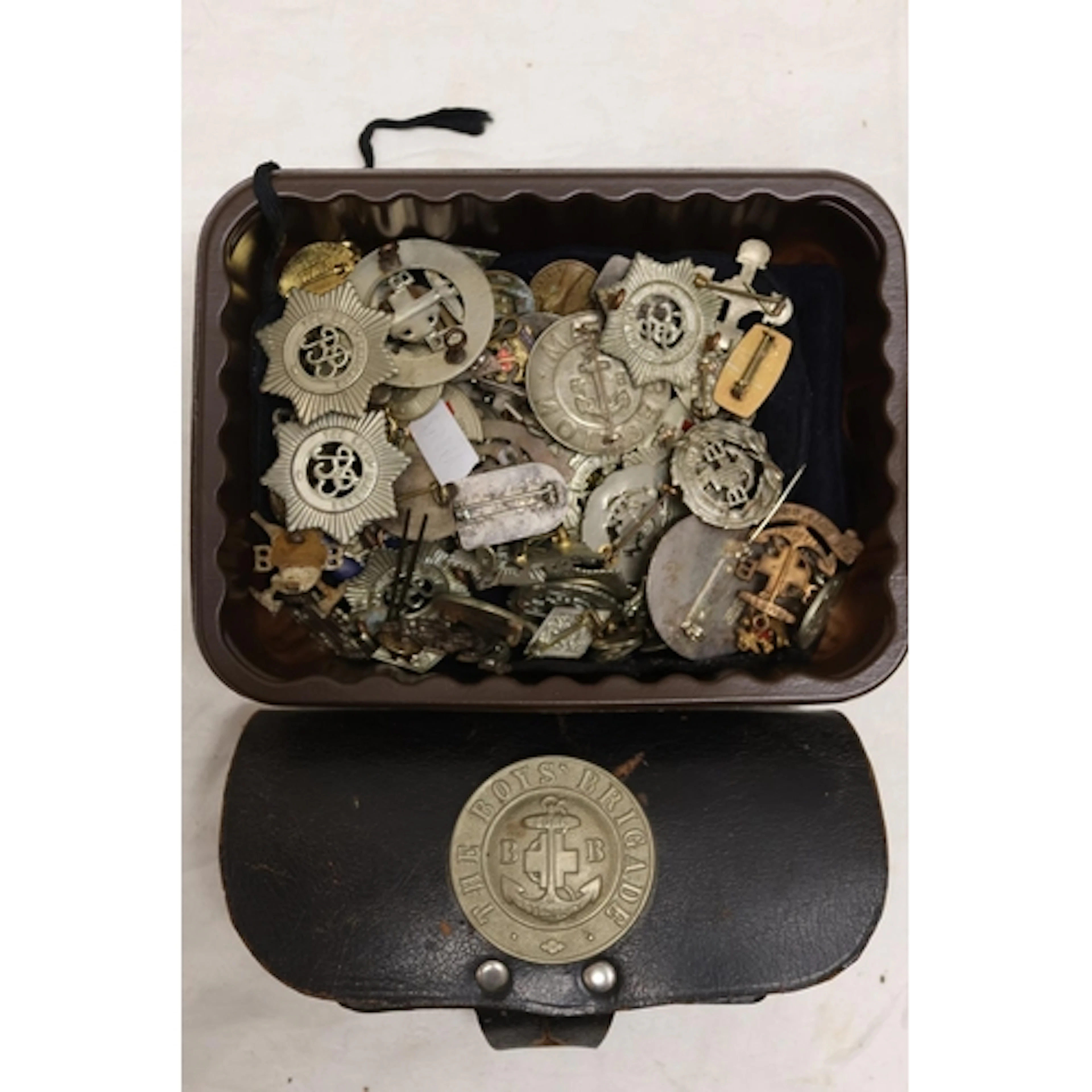 Boys Brigade insignia to include a black leather belt pouch ...