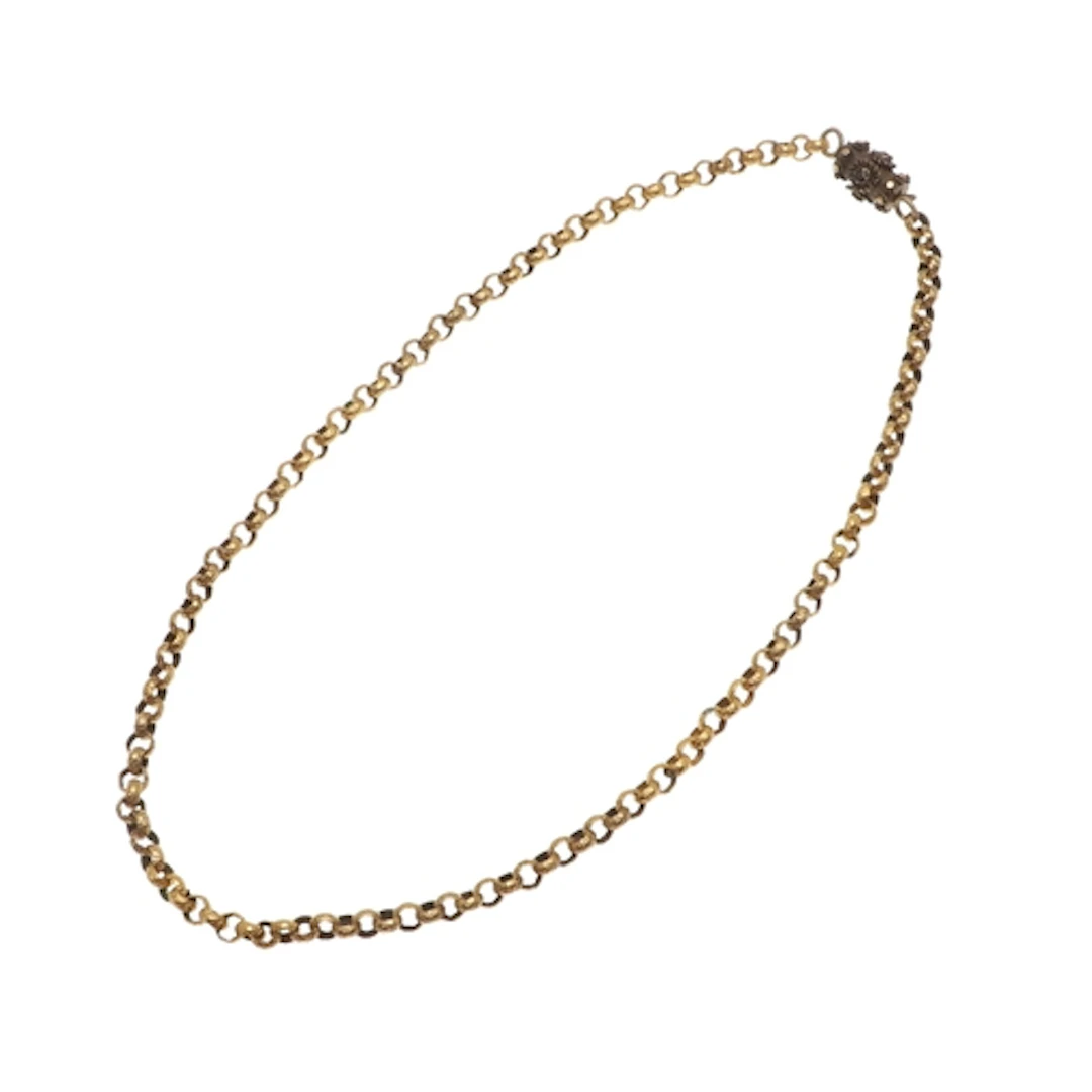 A VICTORIAN GOLD NECKLACE. formed with granulated circular l...