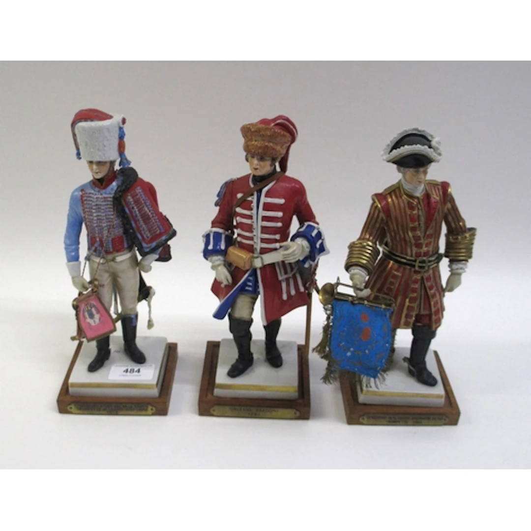 Group of three Sitzendorf porcelain figures of 18th and 19th...