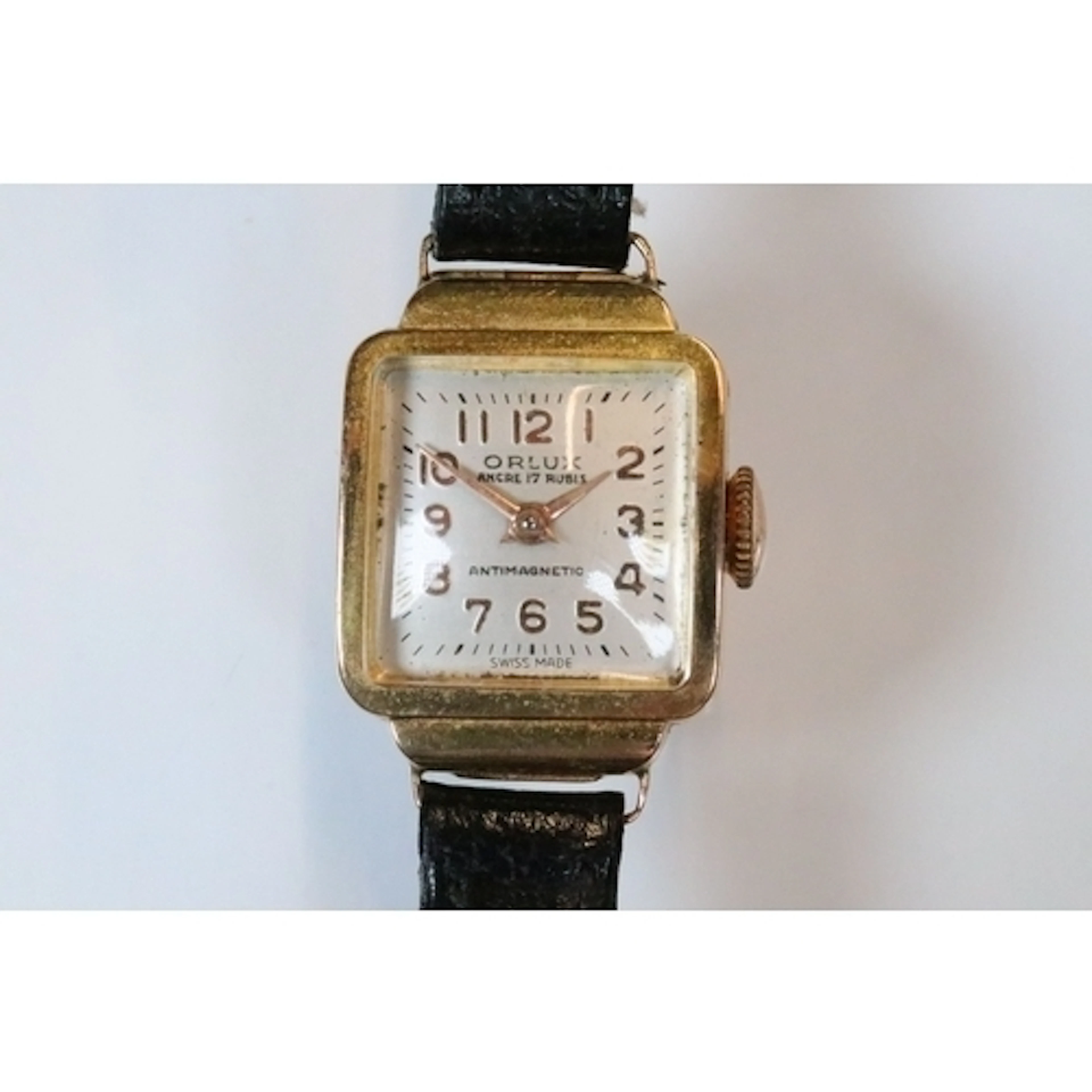 Orlux 18ct gold ladies wrist watch having a square face with...