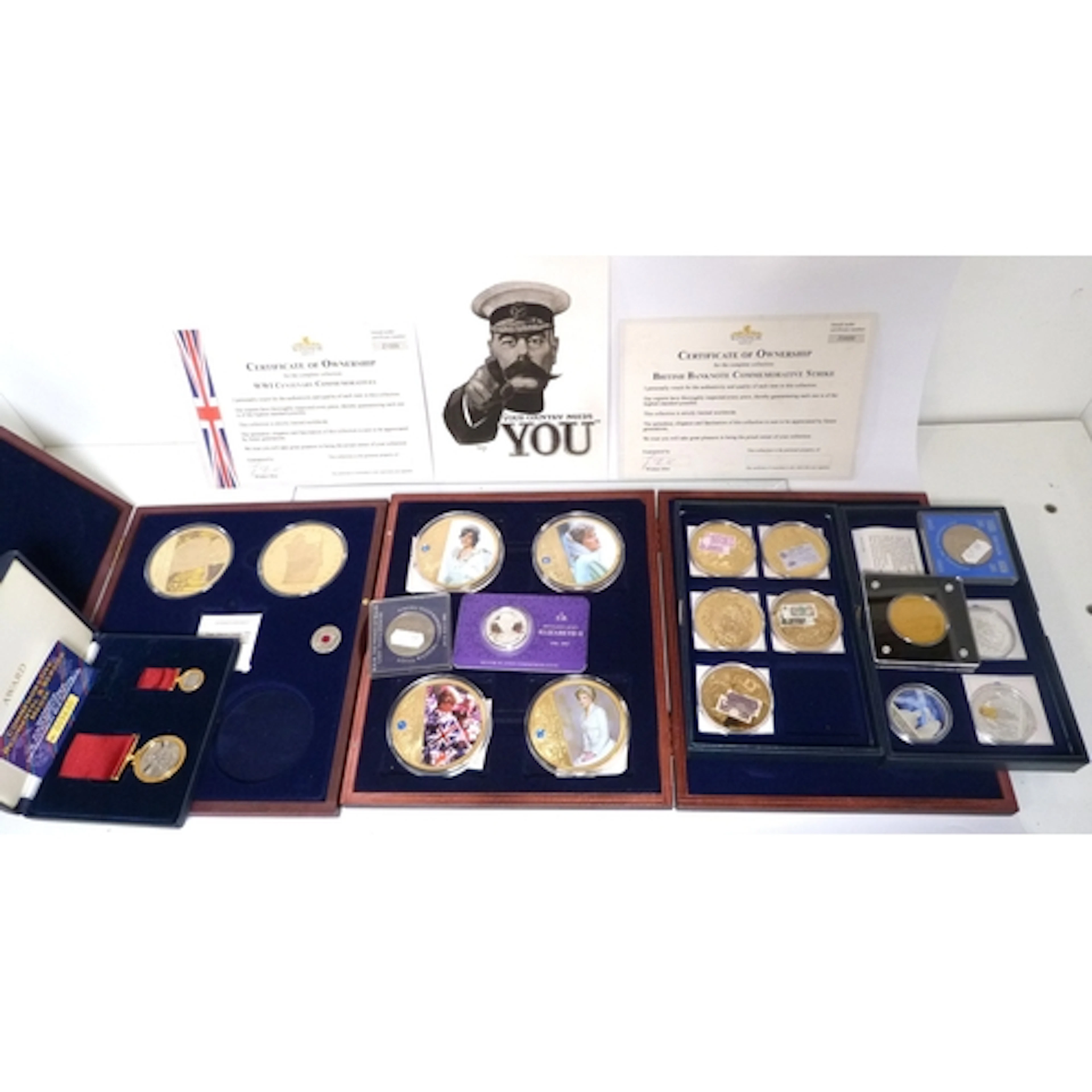 Collection of gilt and silver plated proof coins by Windsor ...
