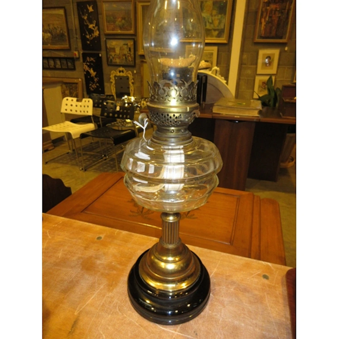 Oil Lamp with Clear Glass Reservoir and Funnel