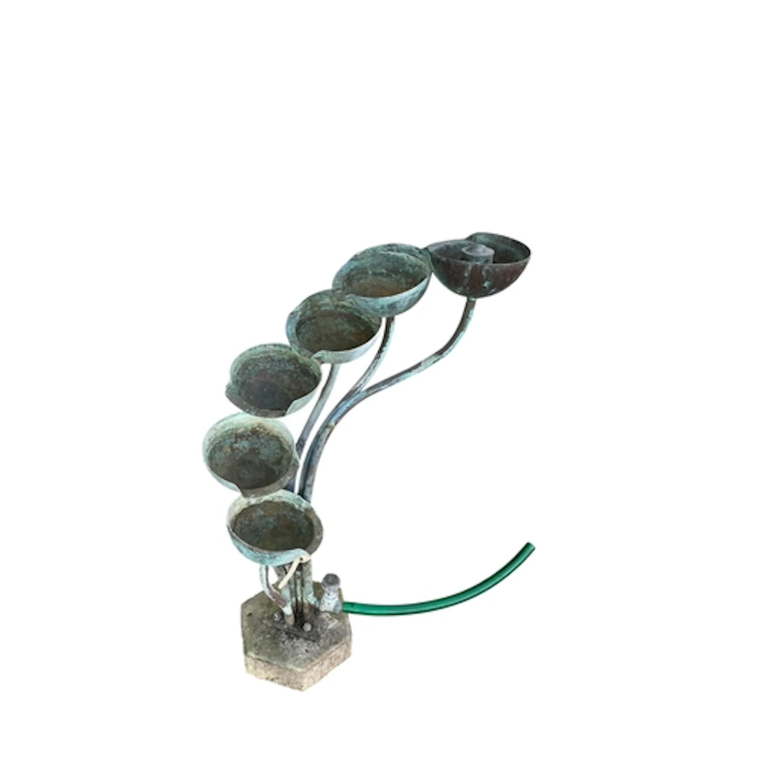 A reclaimed copper cascading water fountain, height 78cm...