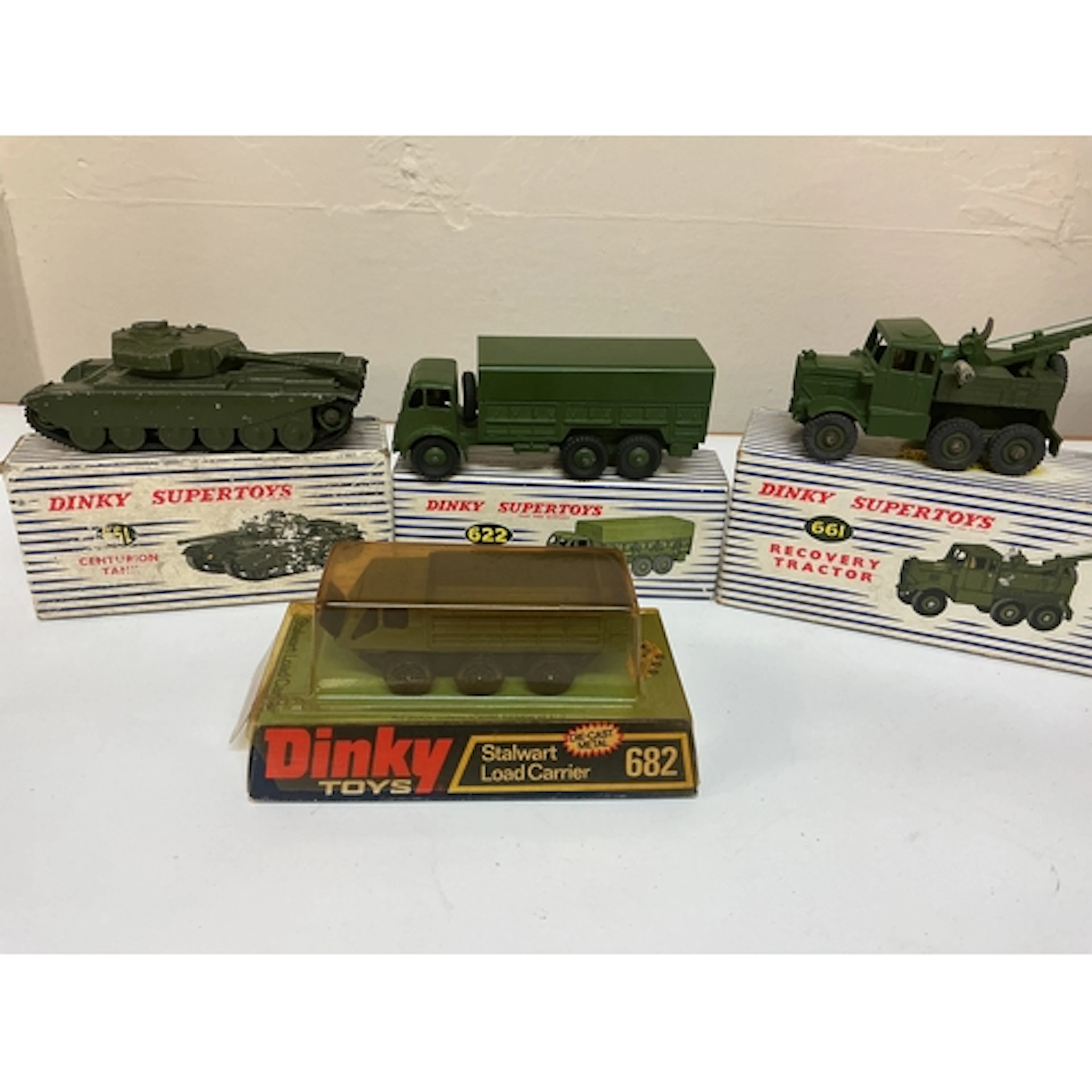4 Boxed Dinky Military Diecast Vehicles. A Centurion Tank #6...