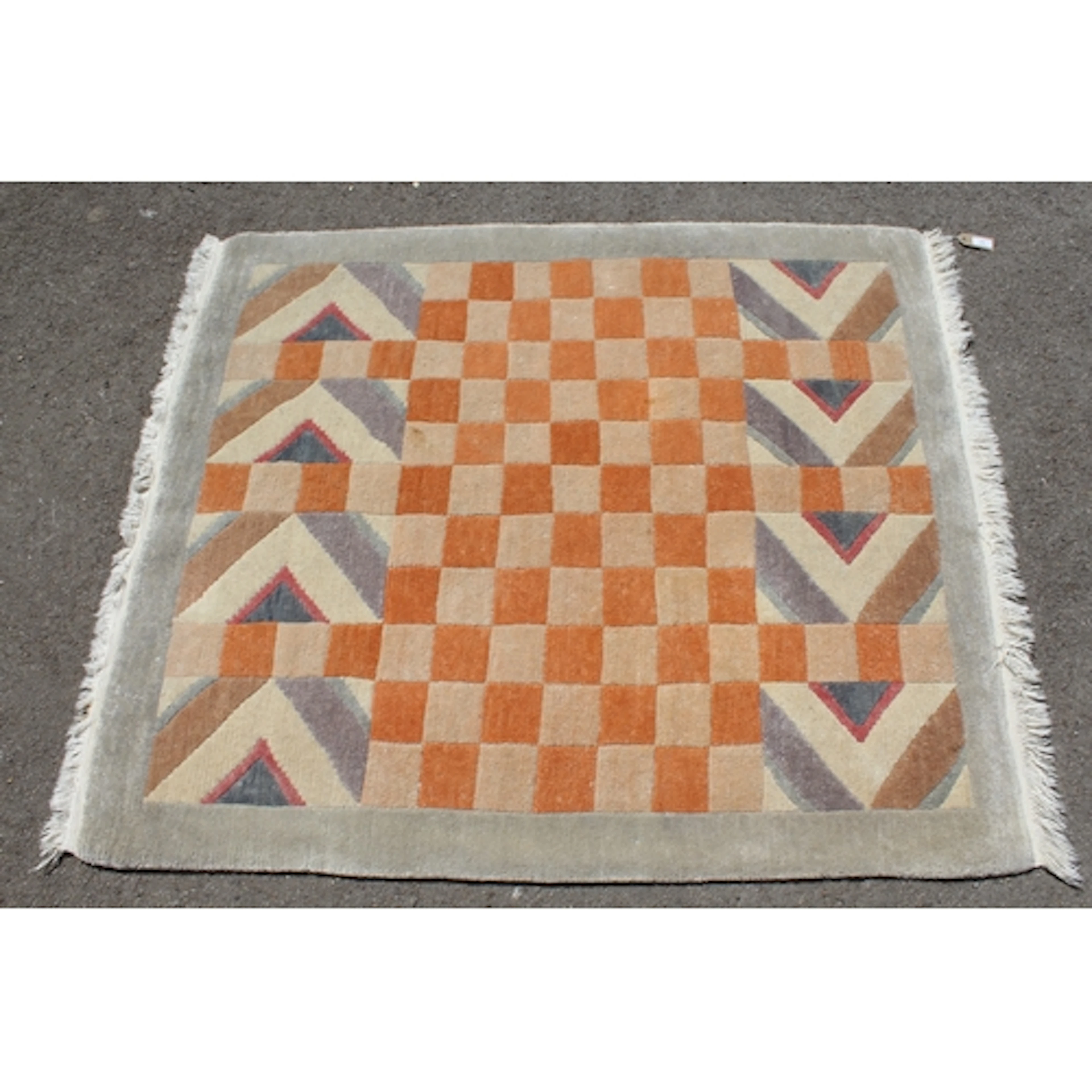 Modern Tibetan rug with geometric design in pastel shades, 1...