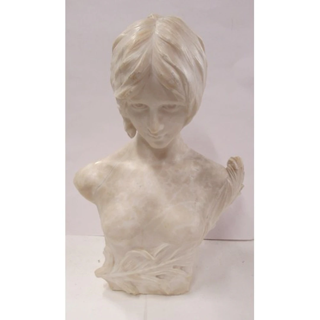 Emilio Fiaschi, a carved marble bust of of a girl, signed, h...