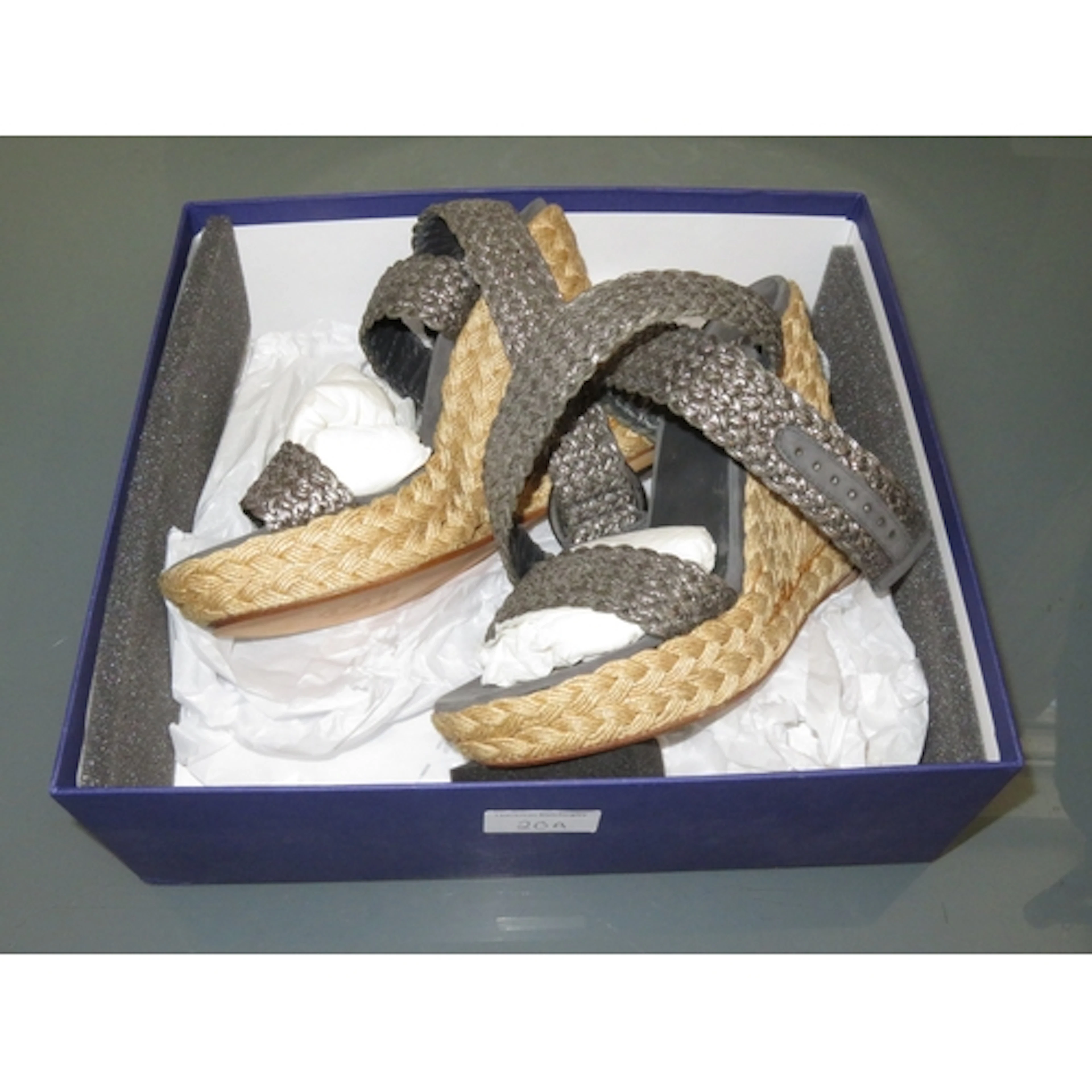 Boxed pair of Stuart Weitzman ladies wedge shoes, together w...