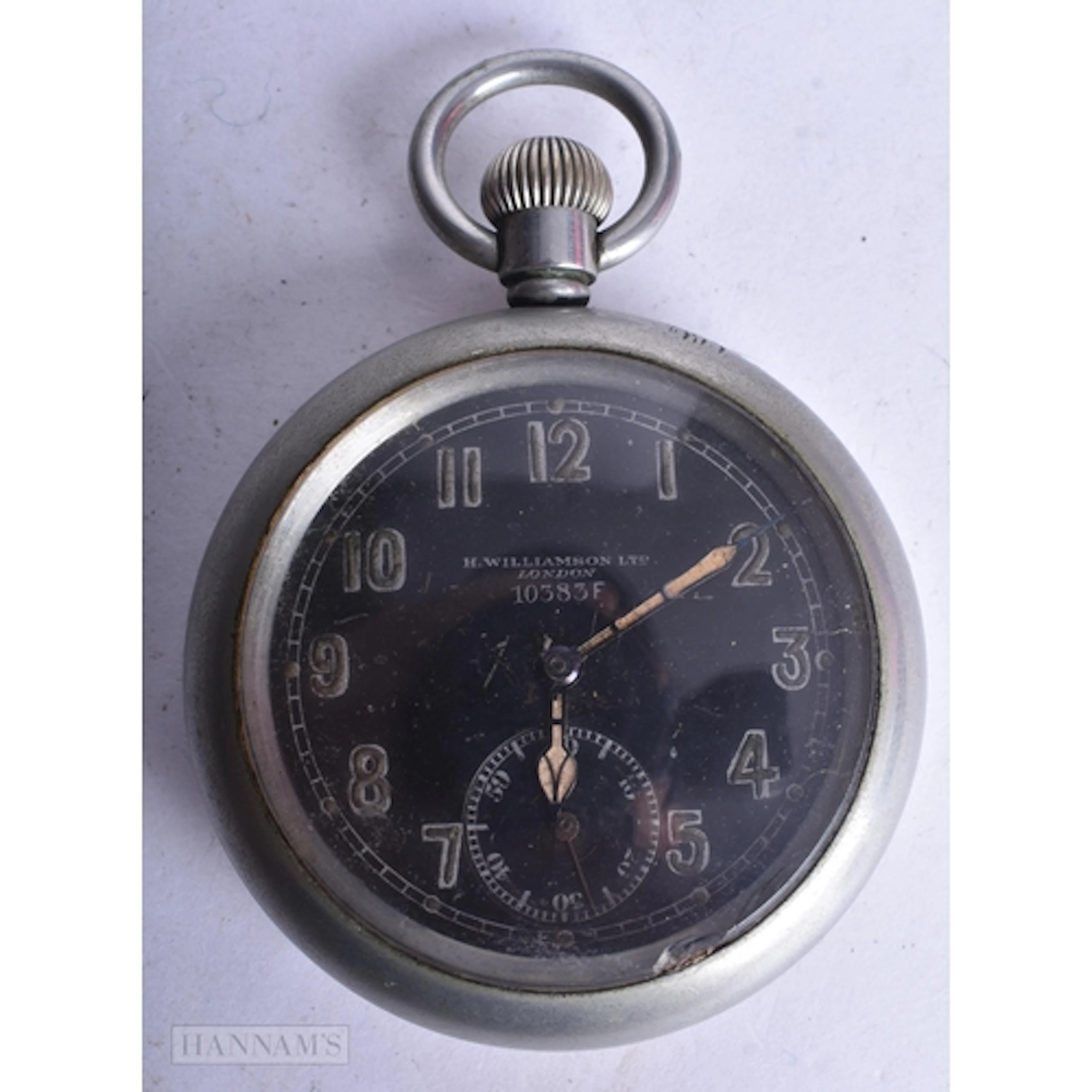 H. Williamson Military Issued Pocket Watch Hand Wind Working...