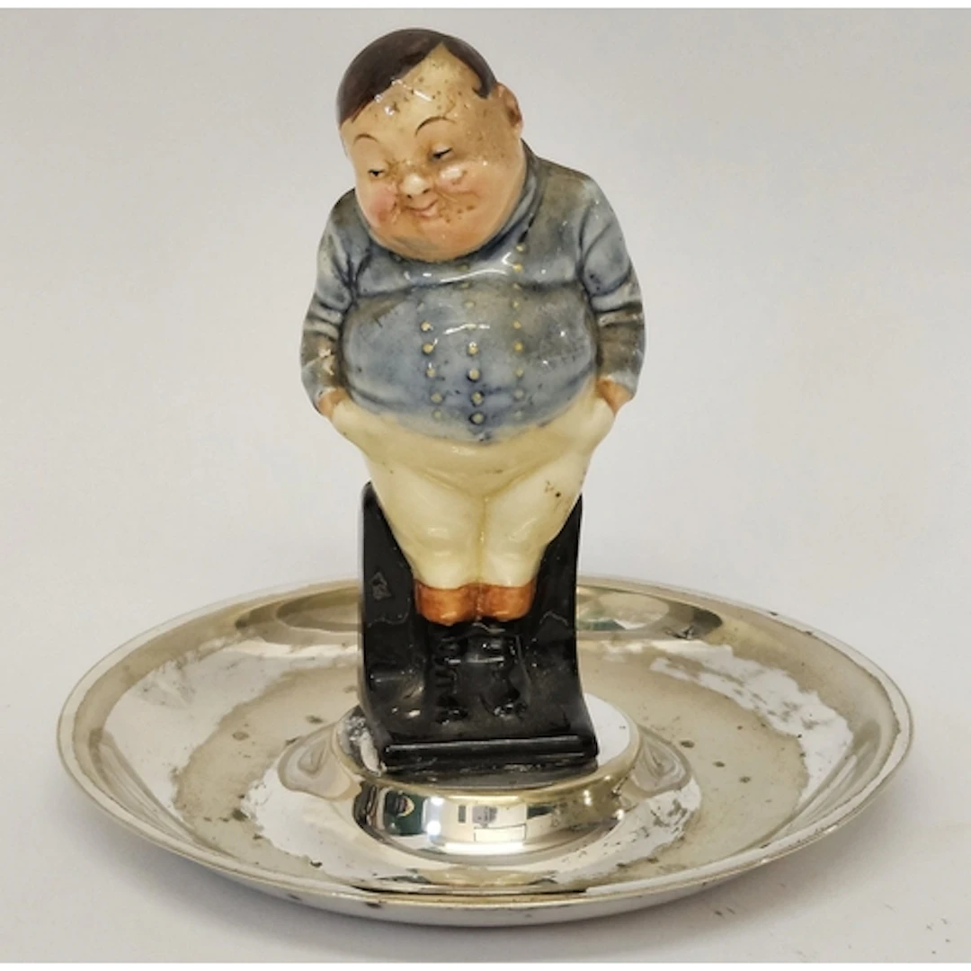 Circular Dishes Silver Plated Stand with Royal Doulton Figur...