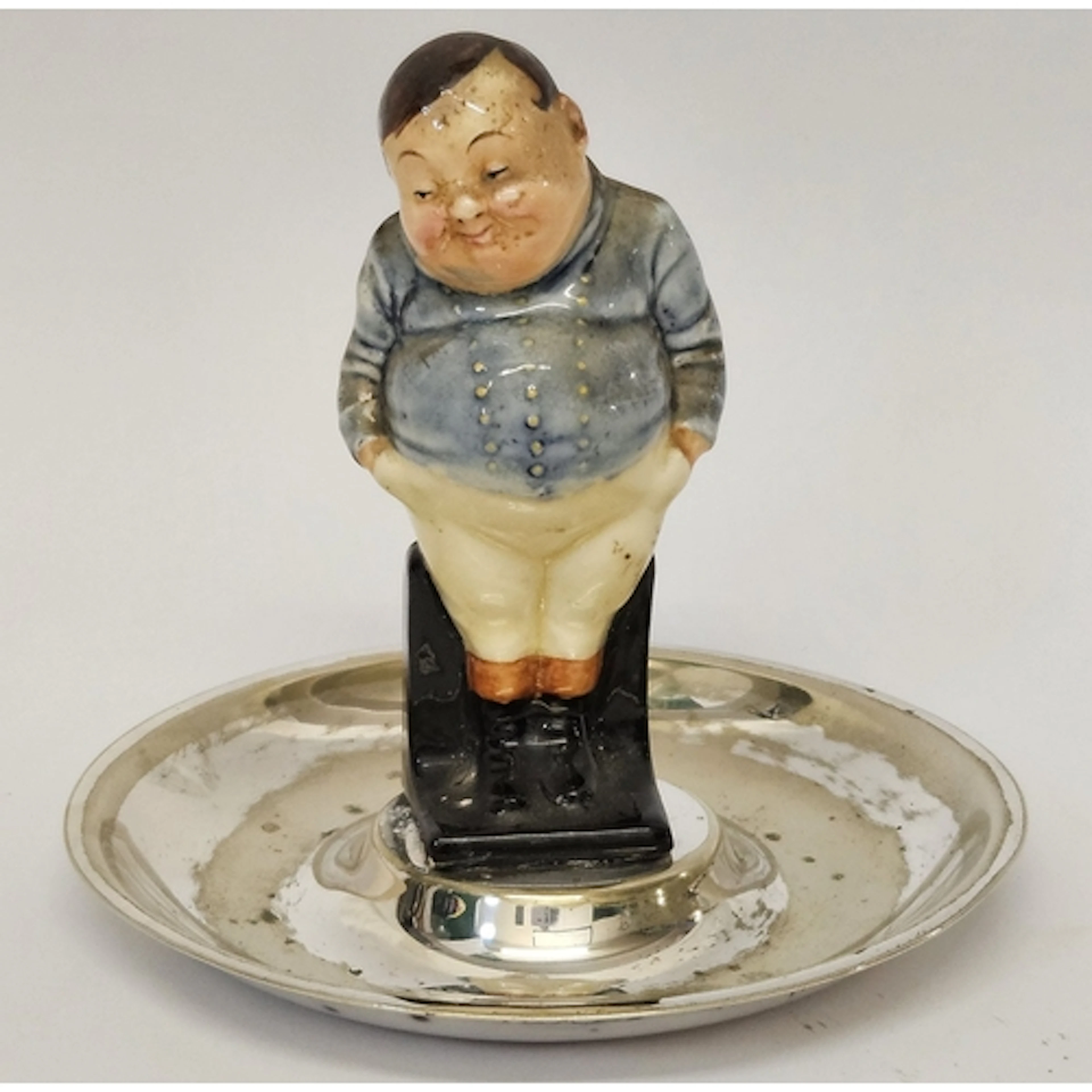 Circular Dishes Silver Plated Stand with Royal Doulton Figur...