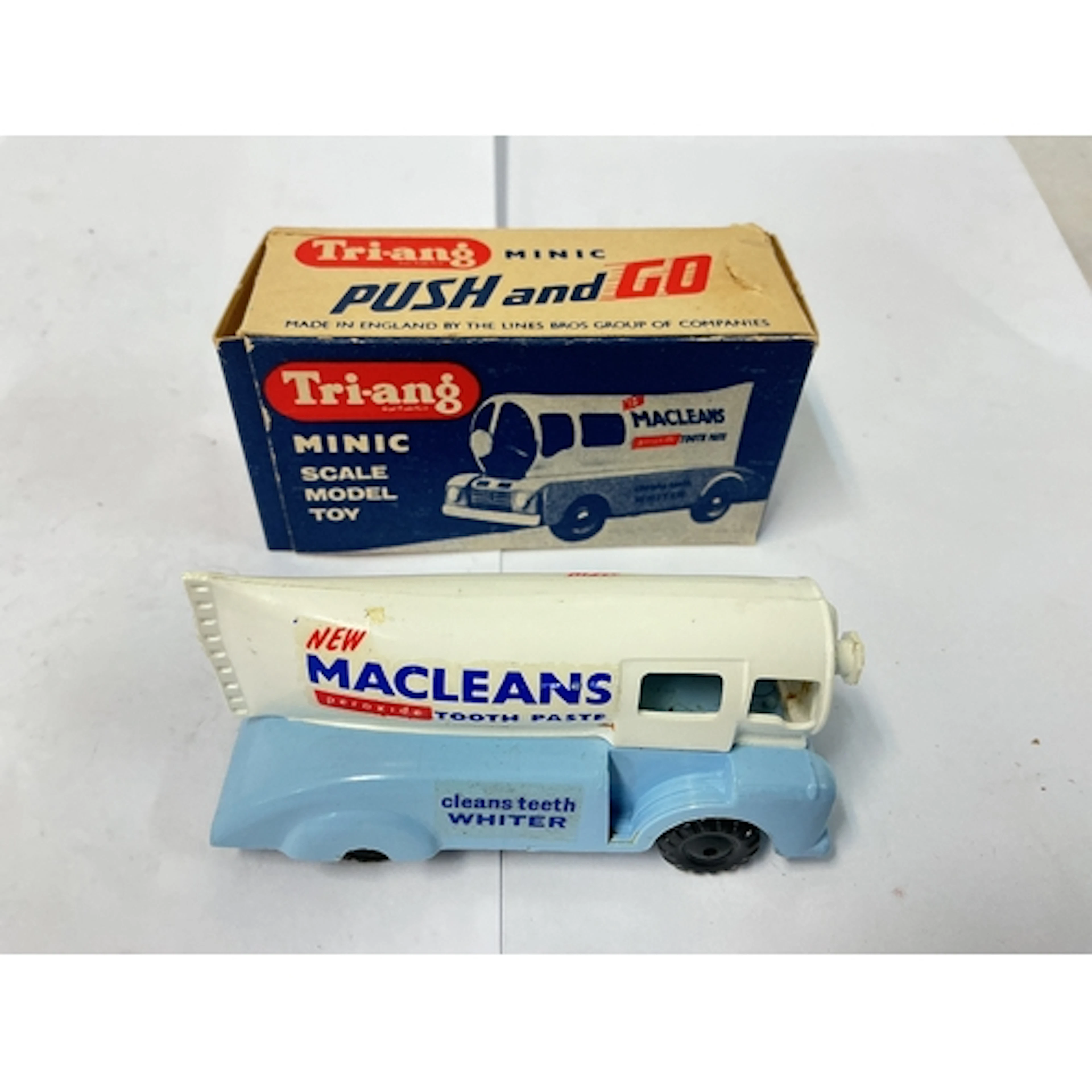 A Boxed Tri-Ang Minic MacleansPush And Go Tooth Paste Tube V...