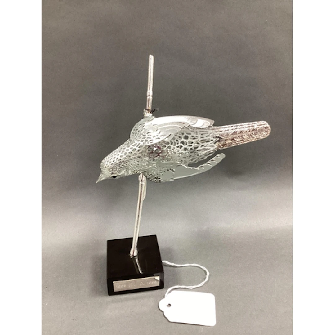 Christofle; A Decorative Metal Bird on Branch Figure, of ope...