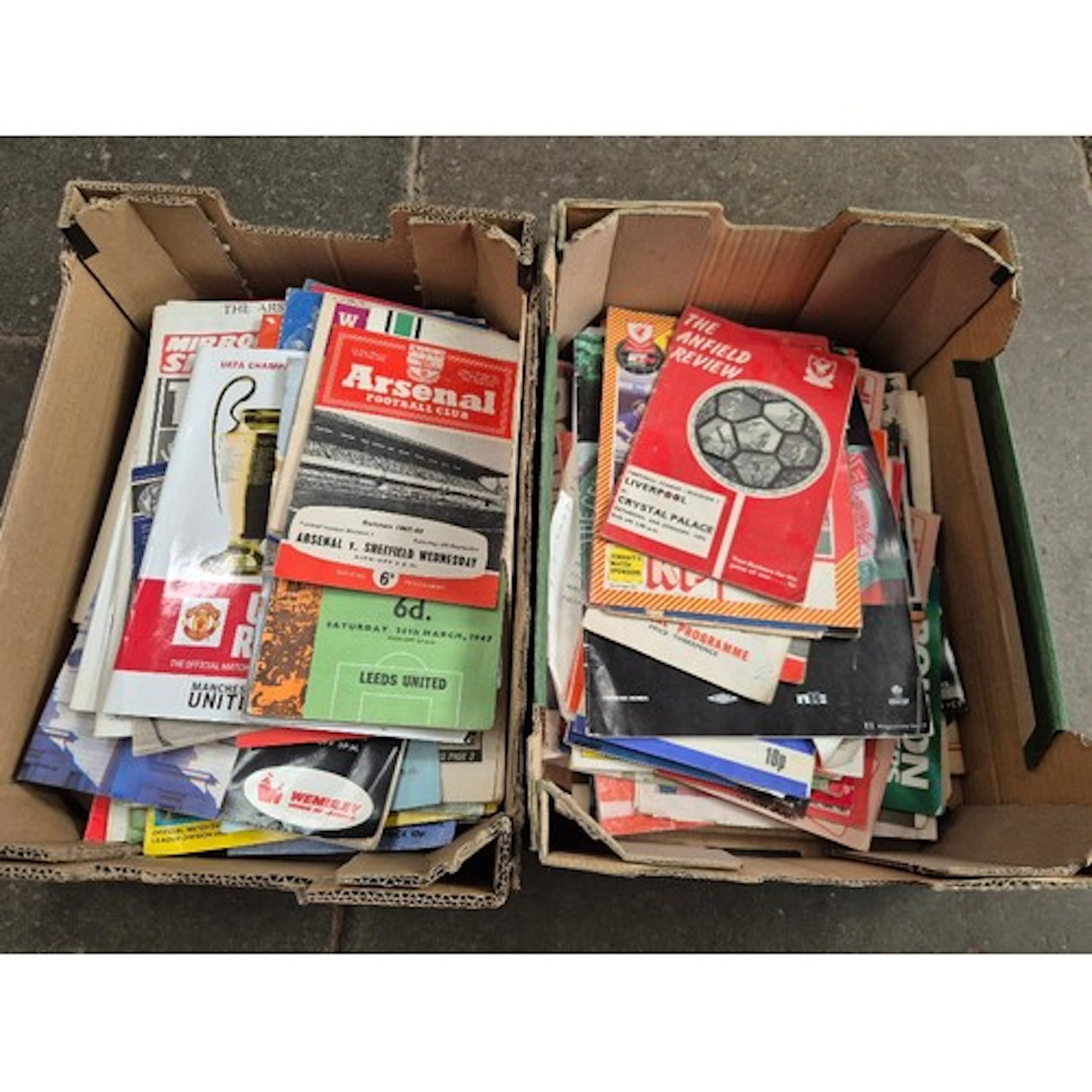 Two boxes of assorted football programmes (1960 to date) & L...