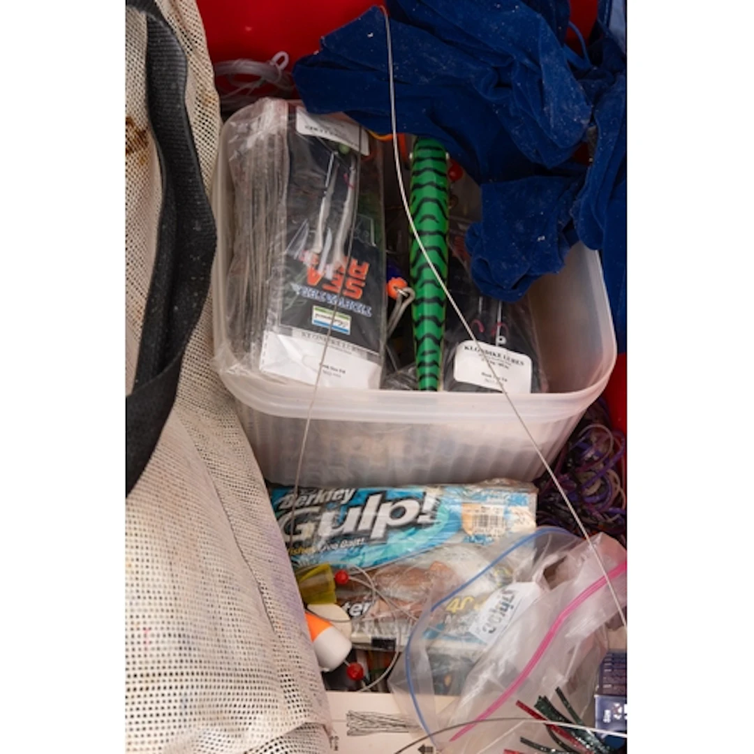 A mixed collection of sea fishing tackle. Including lures, w...