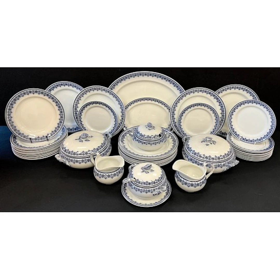 A blue and white Losol Ware Croxton pattern dinner service f...