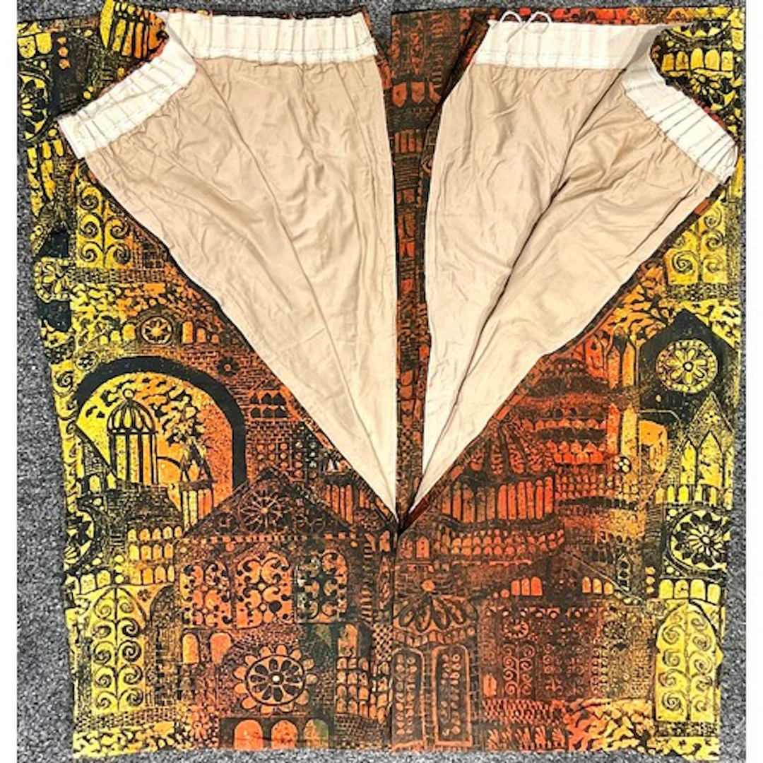 Textiles - Large pair of mid century Sanderson curtains, Fac...