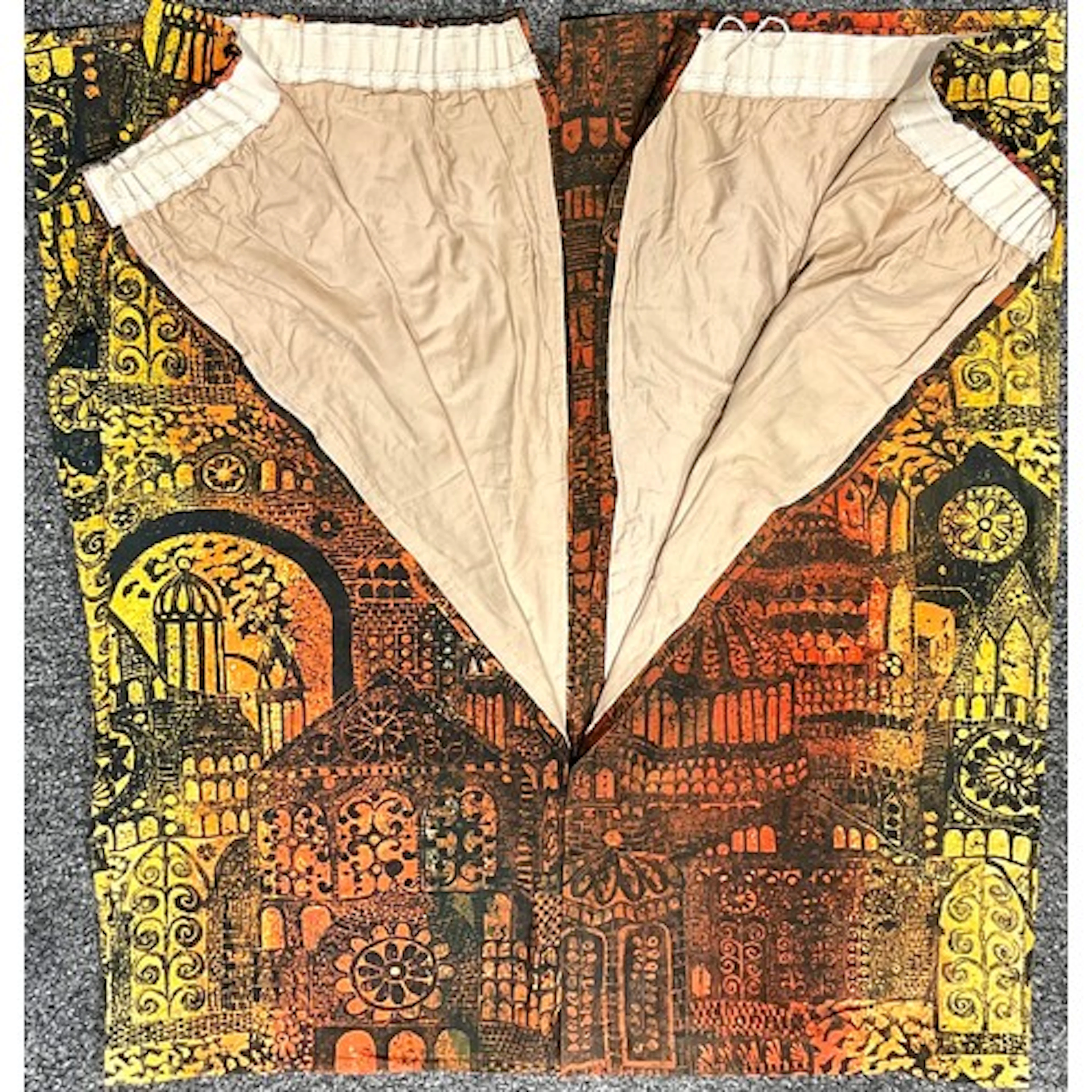 Textiles - Large pair of mid century Sanderson curtains, Fac...