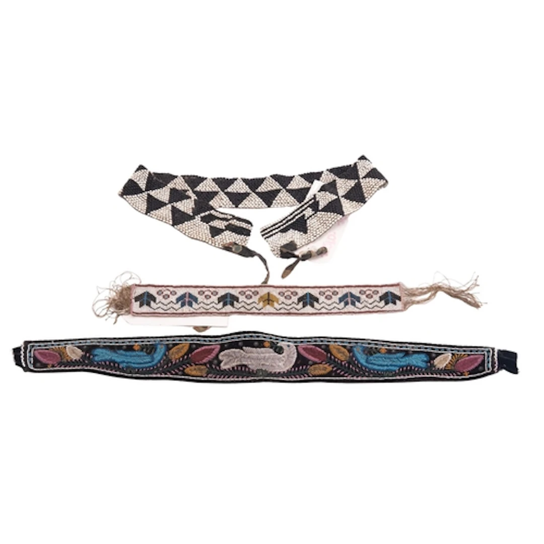 A North American Indian black and white beaded belt, with la...