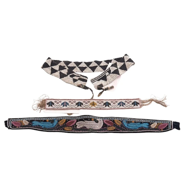 A North American Indian black and white beaded belt, with la...