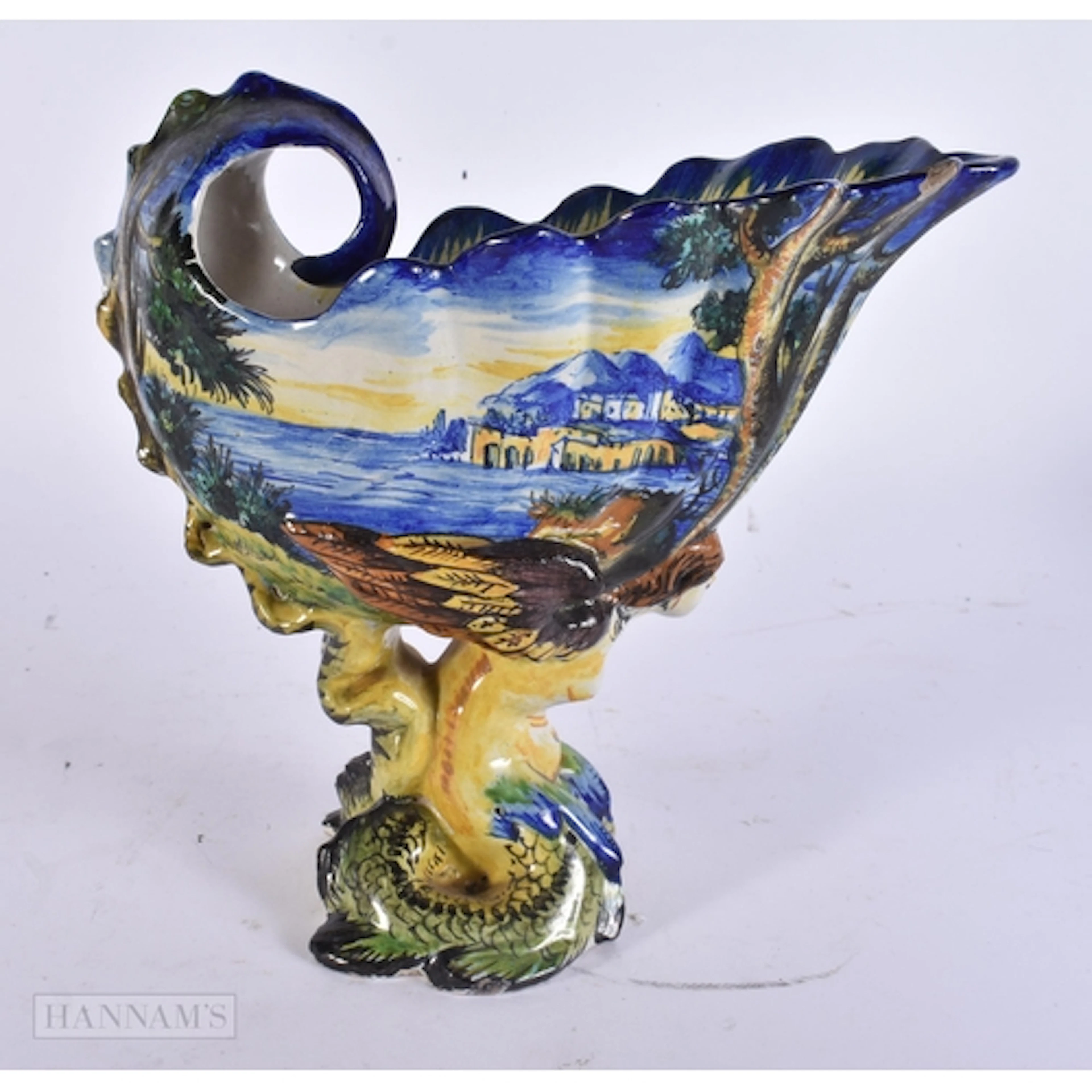 A 19TH CENTURY ITALIAN MAJOLICA FAIENCE CANTAGALLI EWER pain...