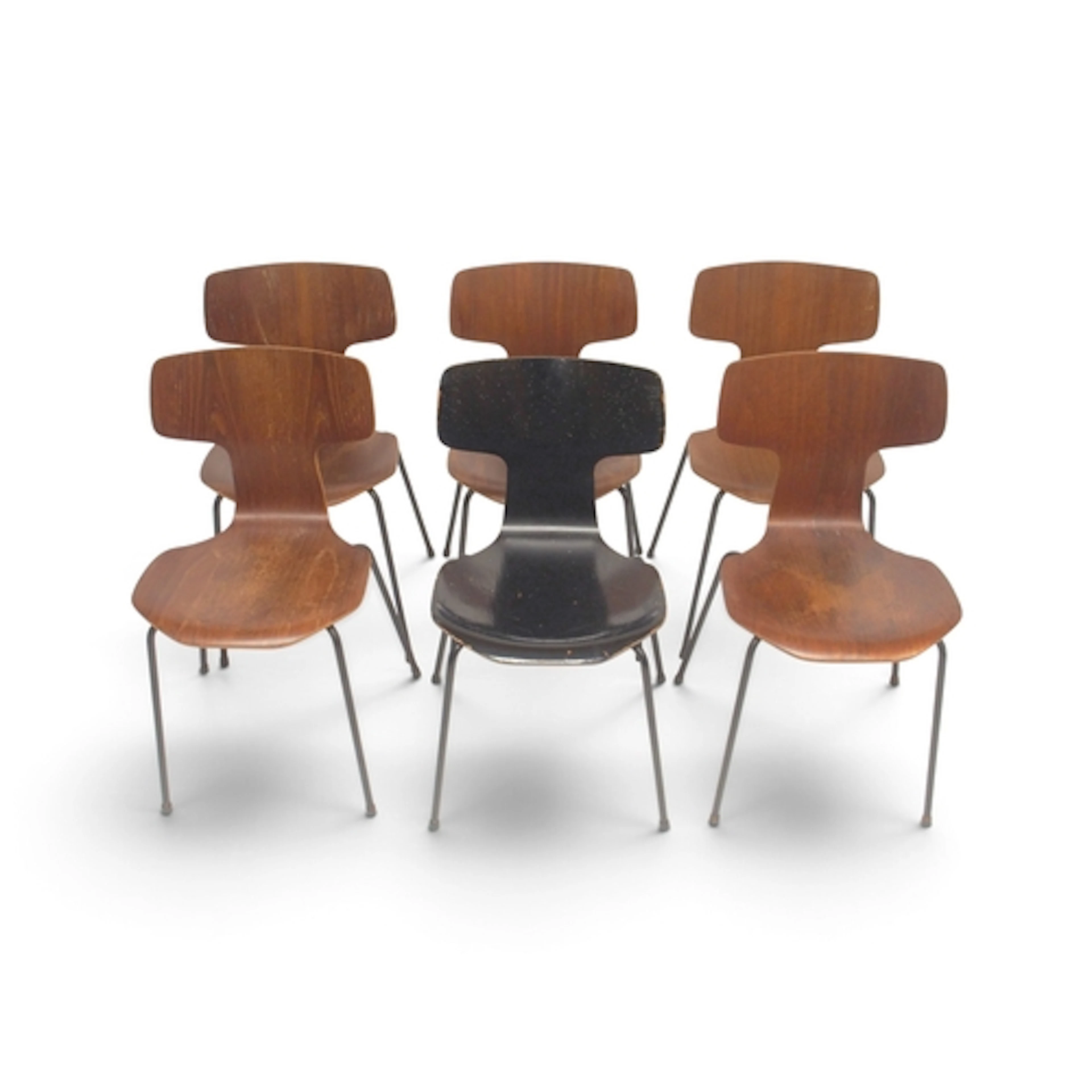 A LOT OF SIX ARNE JACOBSEN FOR FRITZ HANSEN "HAMMER" LAMINAT...