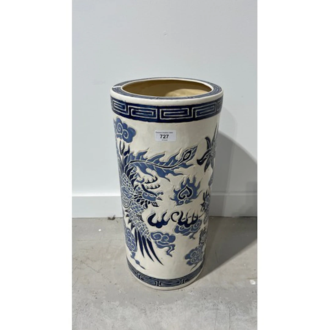 Japanese style ceramic stick stand of cylindrical form, deco...