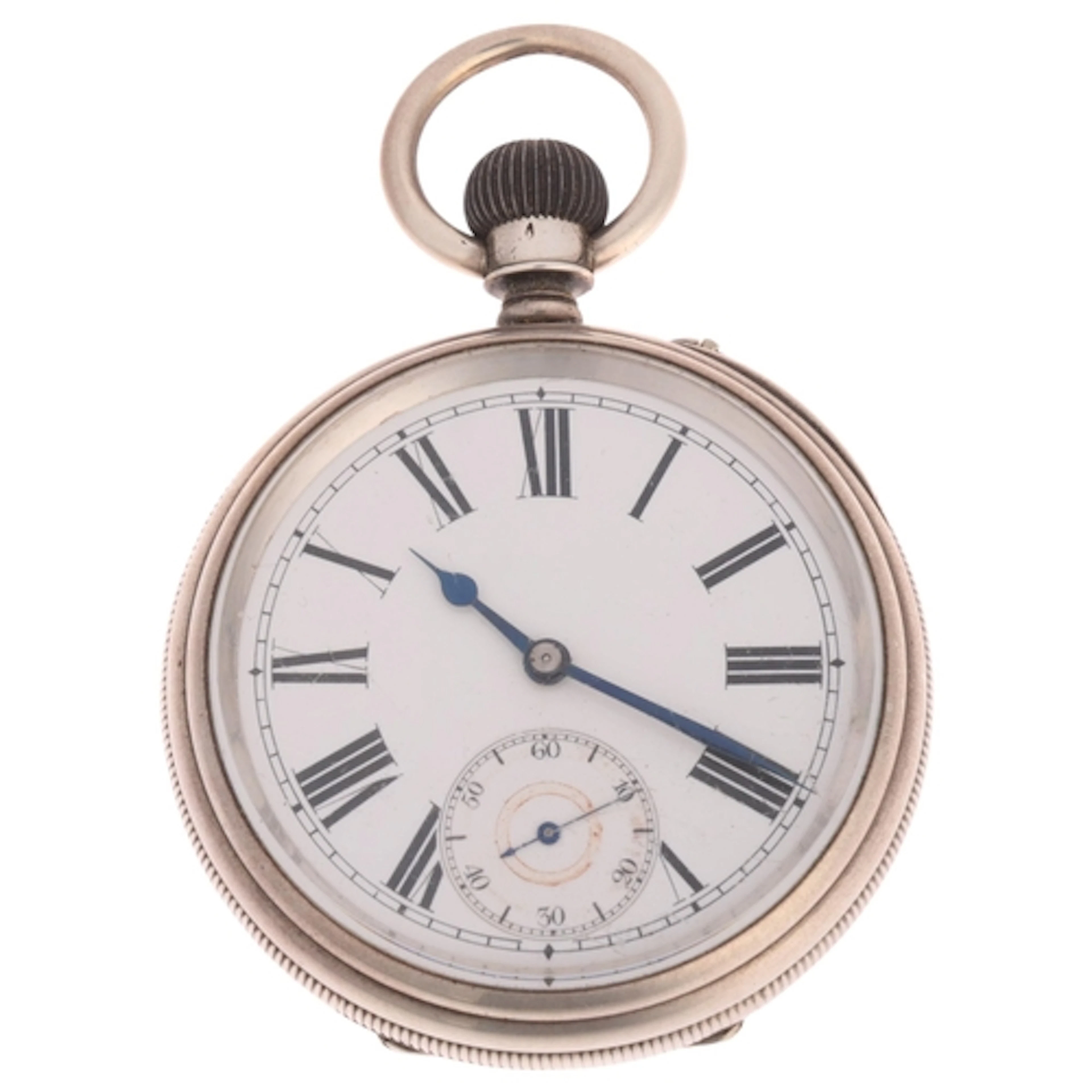 A 19th century Swiss silver open-face keyless pocket watch, ...