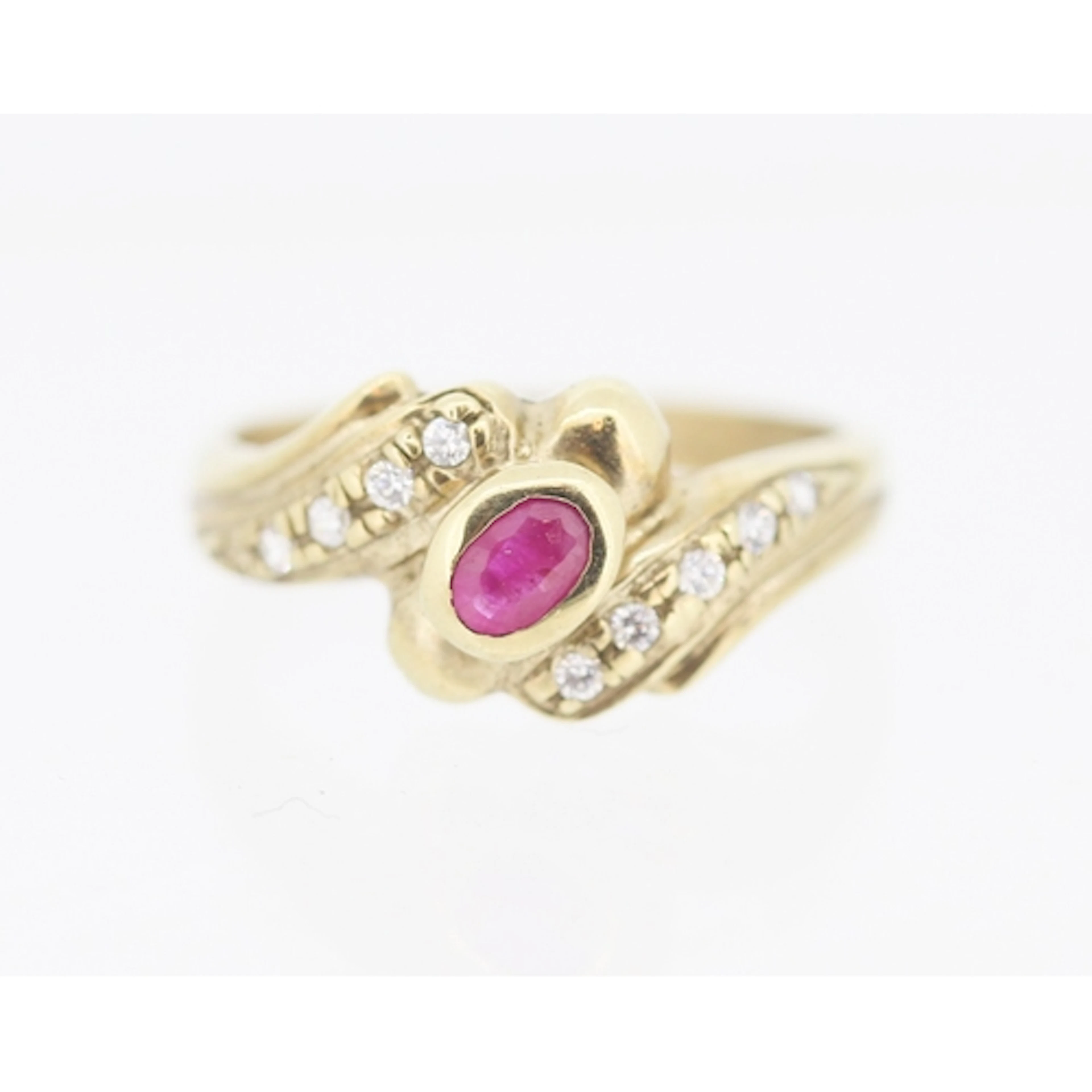 Finely Detailed Ruby Bezel Set Centre Stone Ring with Gemsto...