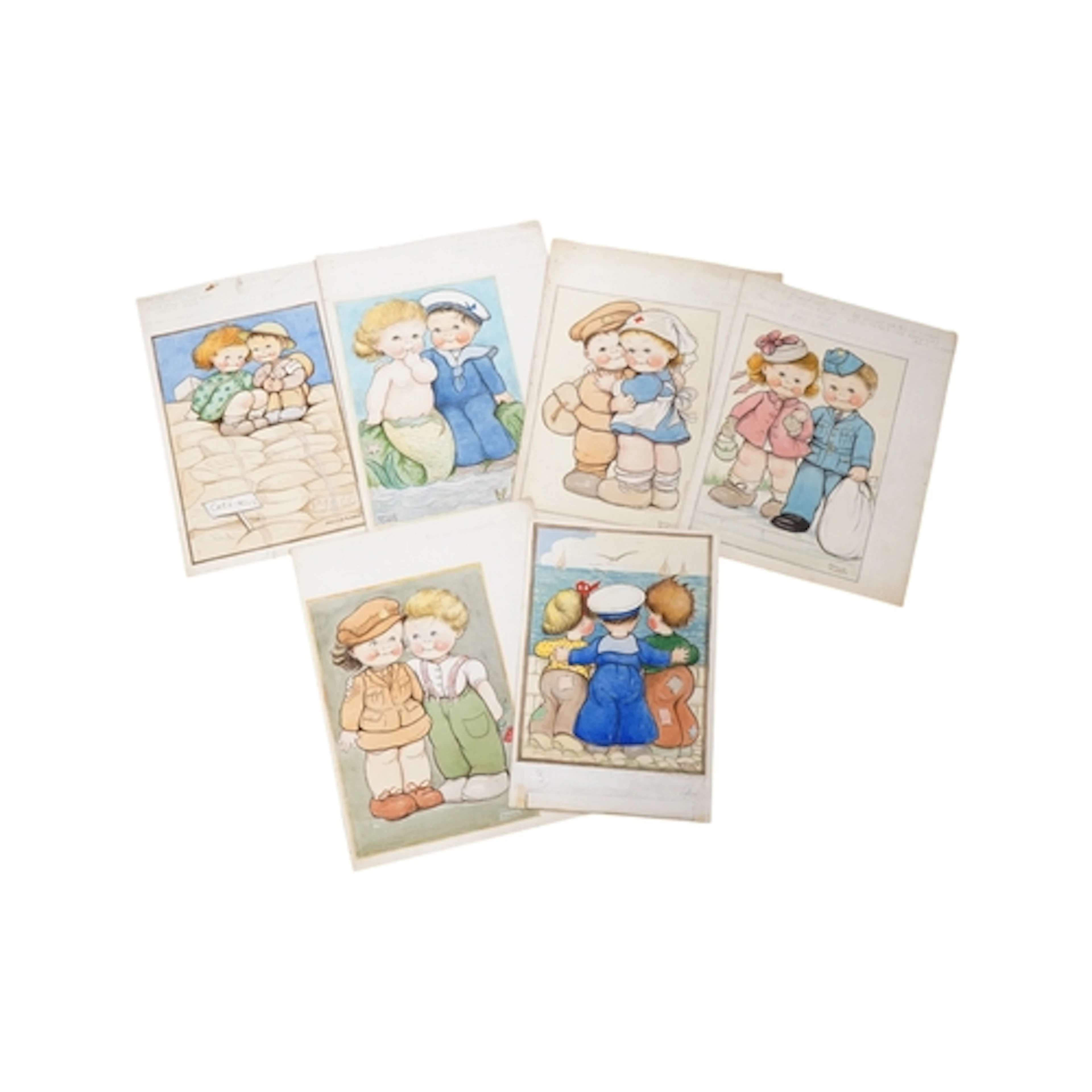 Phyllis Purser (1893–1989), a set of six original watercolou...