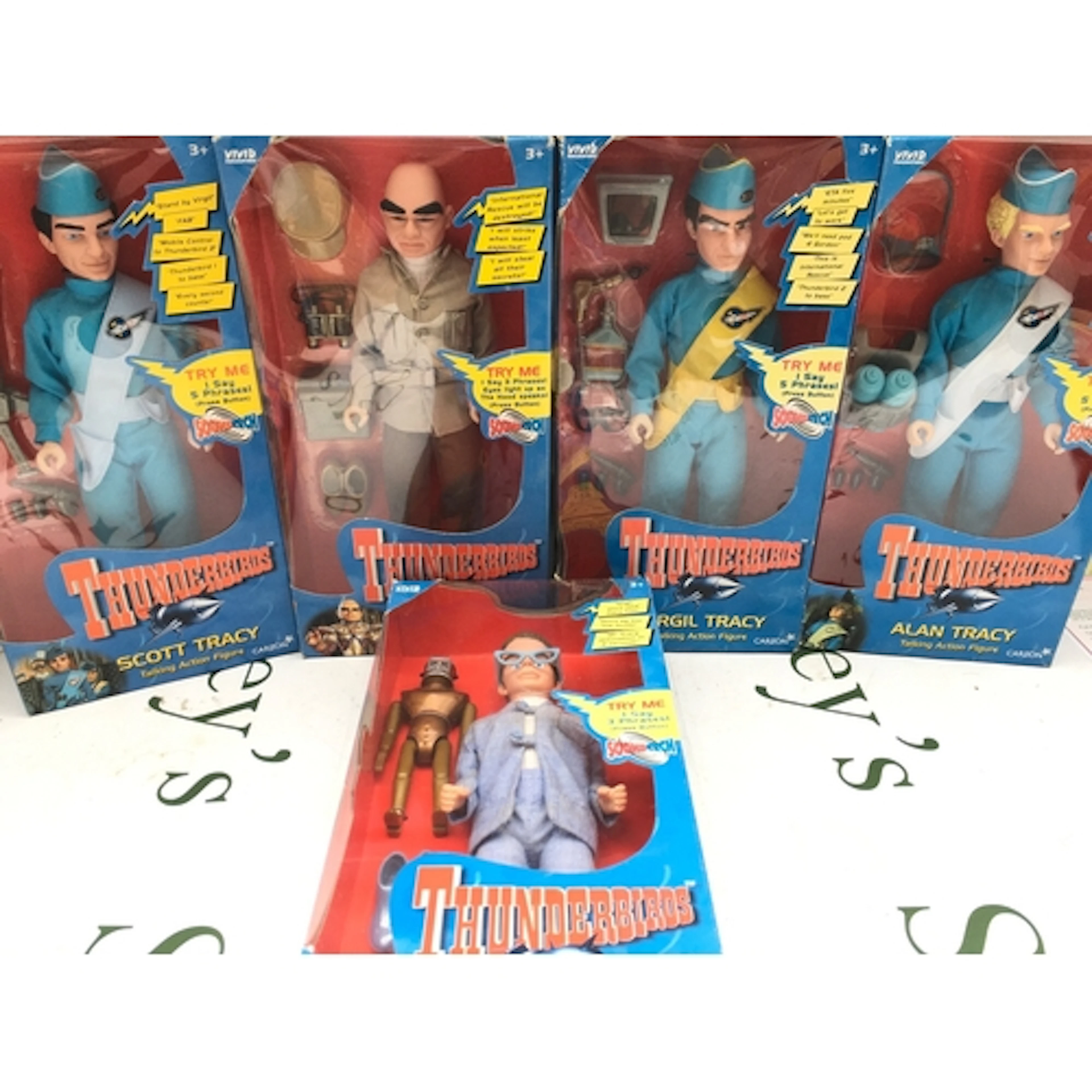 5 Boxed Carlton Thunderbirds 12" Talking Action Figures, inc...