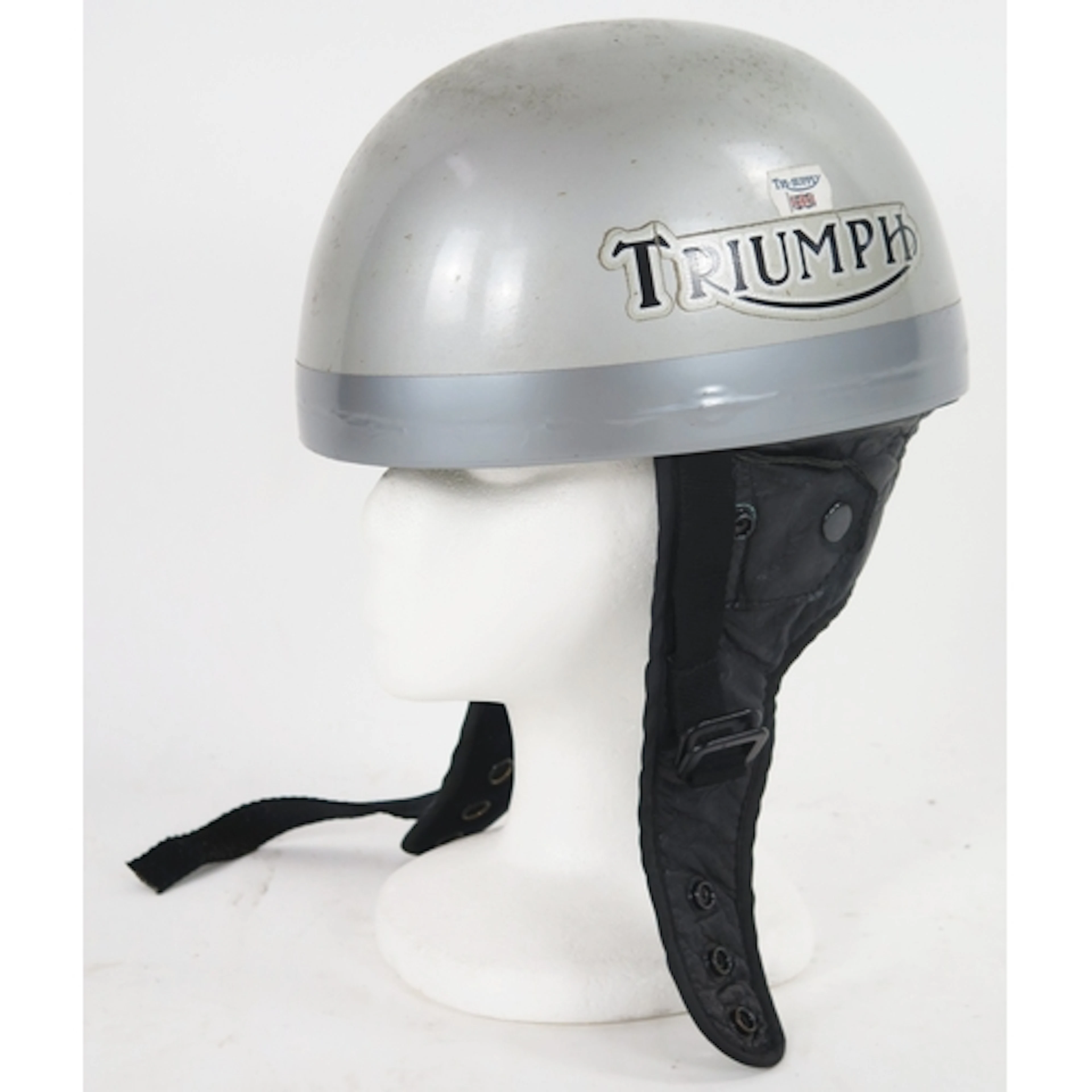 Vintage Style "Triumph" Motorcycle Helmet in silver