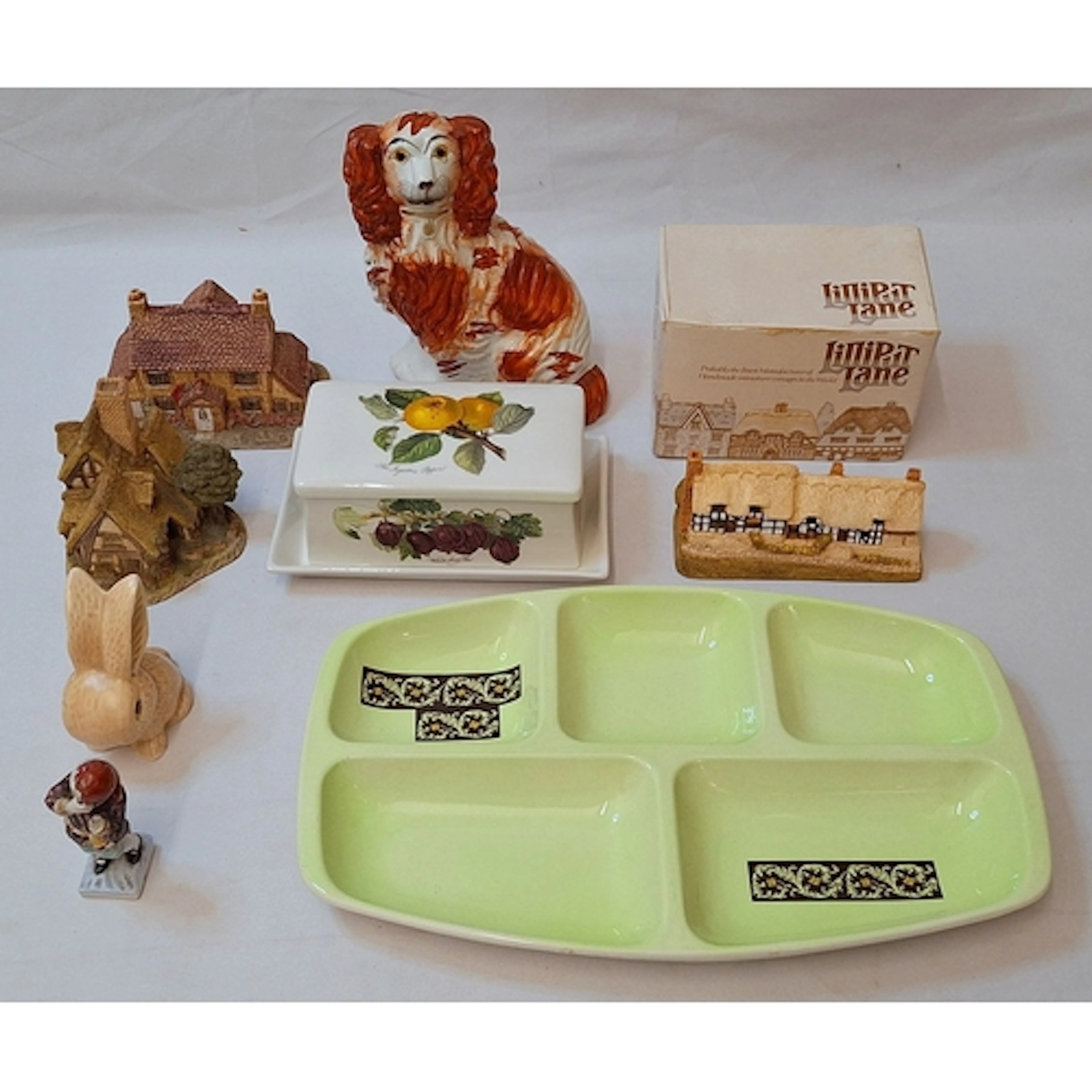 Staffordshire Style Spaniel Fire Dog Figurine, KPM miniature...
