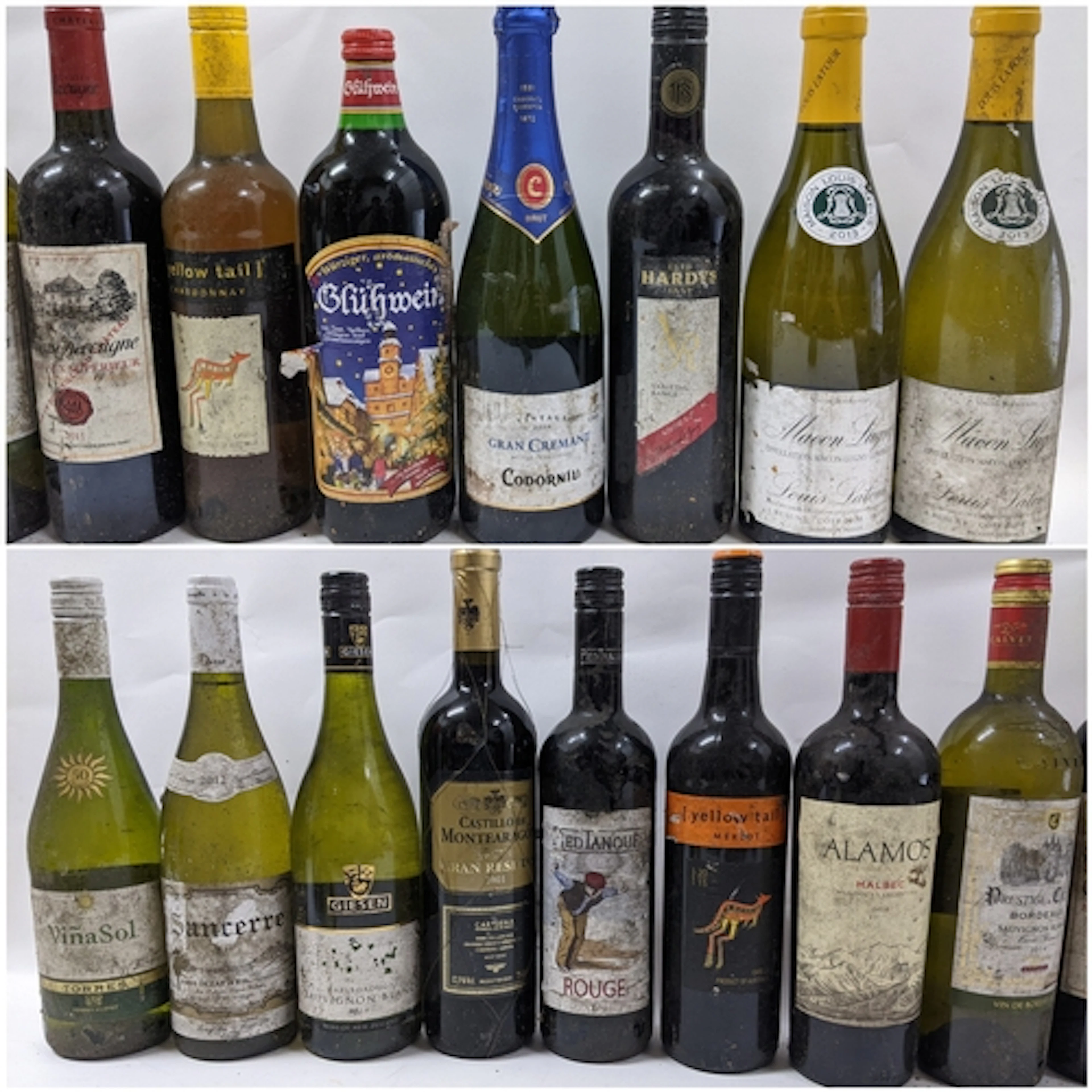 A mixed lot of fifteen vintage wines, comprising: – Glühwein...