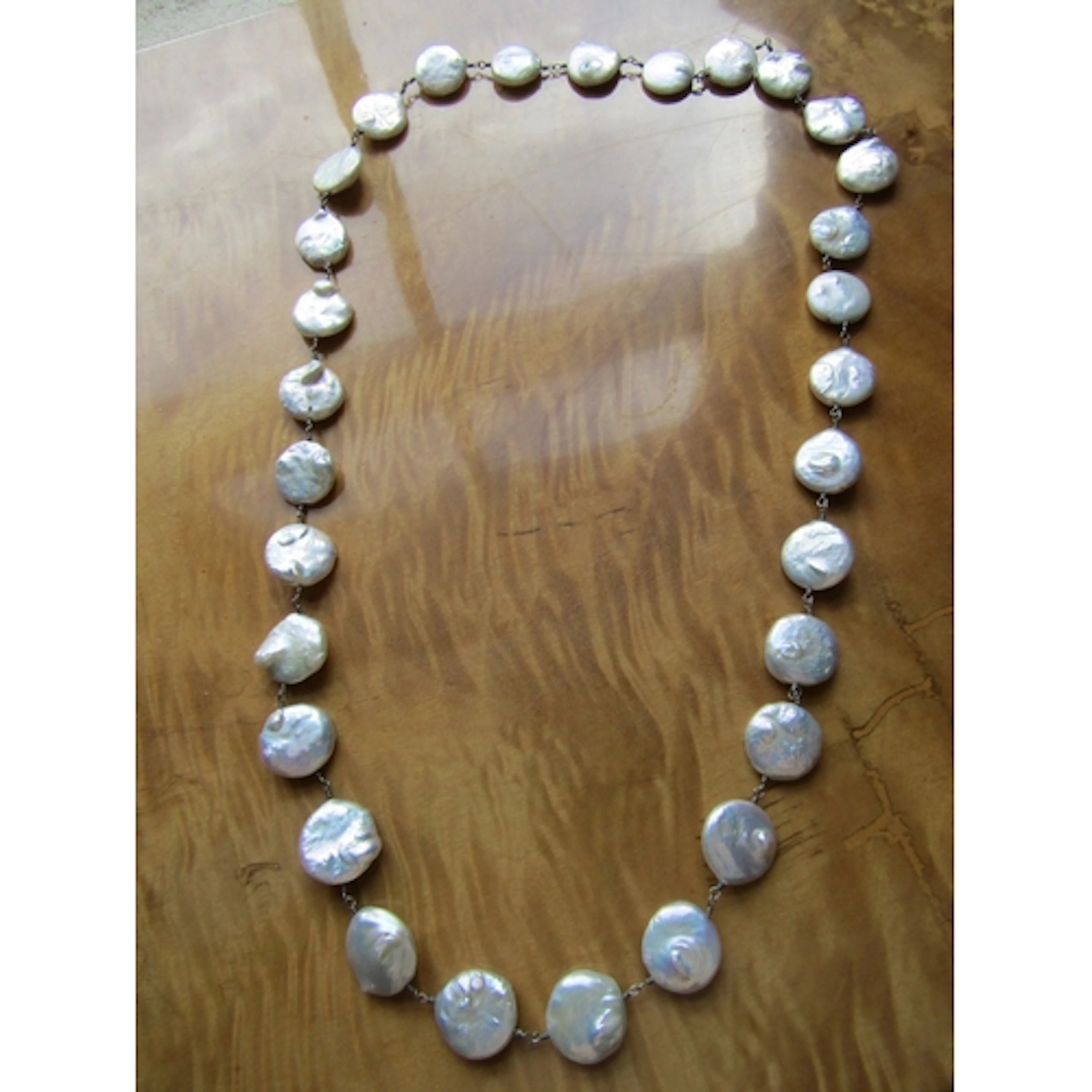 Silver and Mother of Pearl Necklace Naturalistic Form