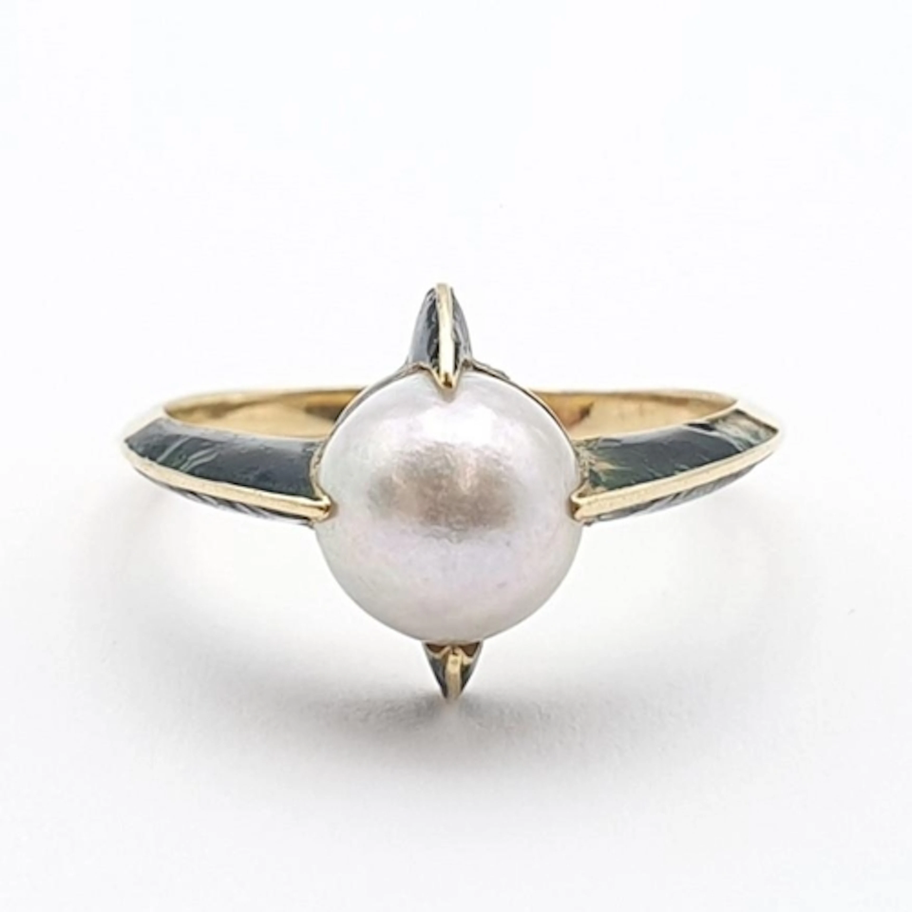 RENE LALIQUE: A Pearl and Enamel Ring by René Lalique c.1900...