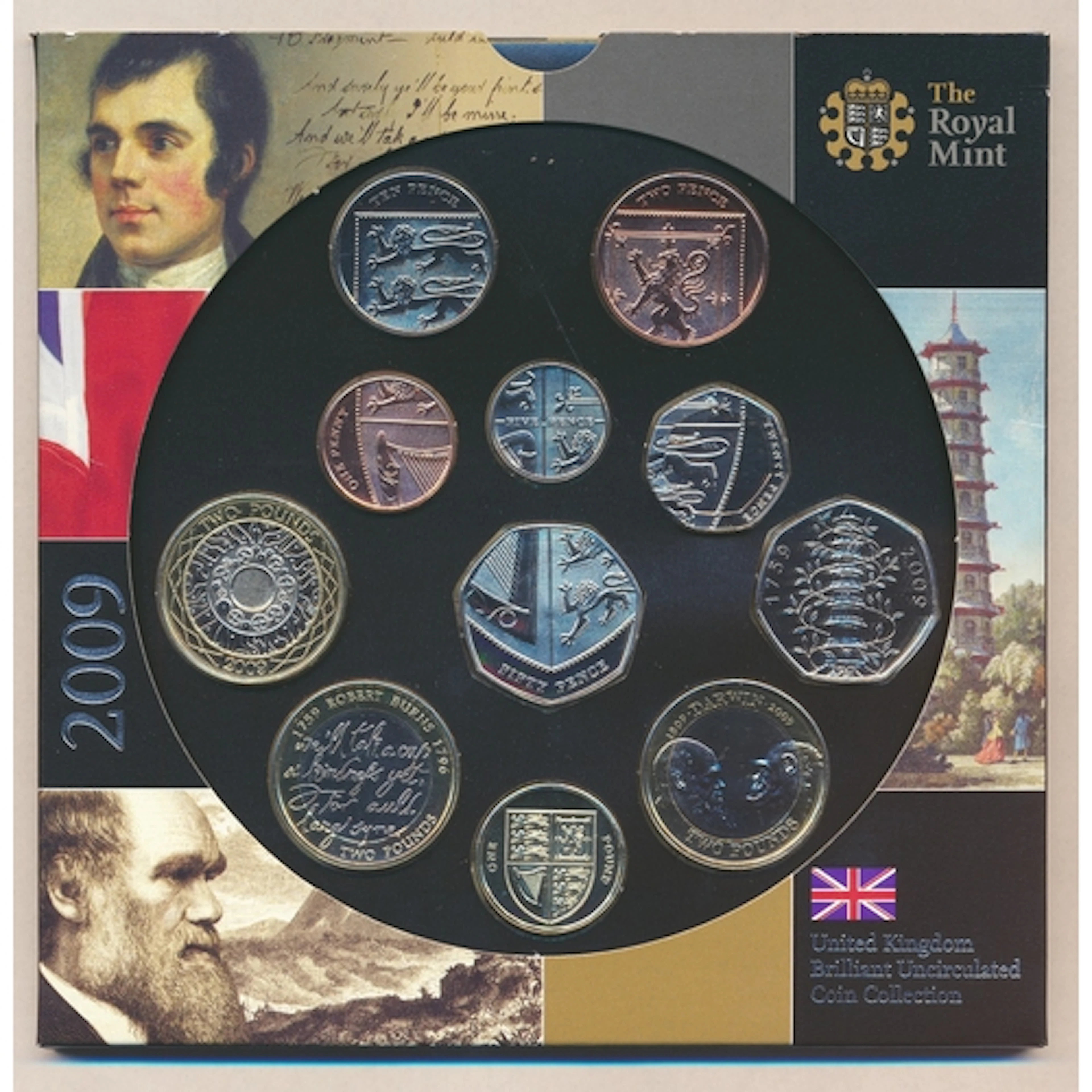 2009 £2-1p Royal Mint uncirculated set of 11, including 50p ...